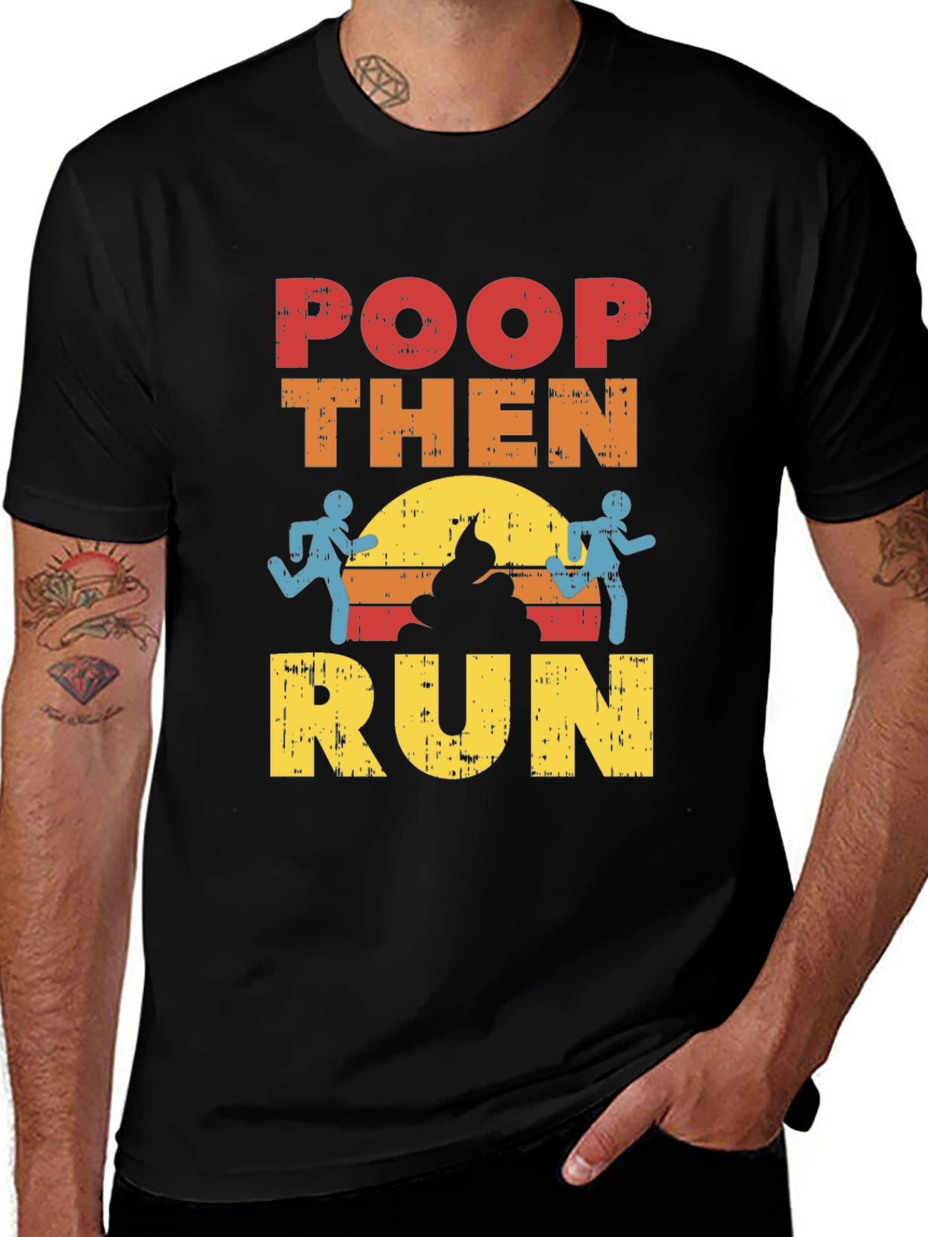 Poop Then Run Graphic T-Shirt - Funny Running Tee