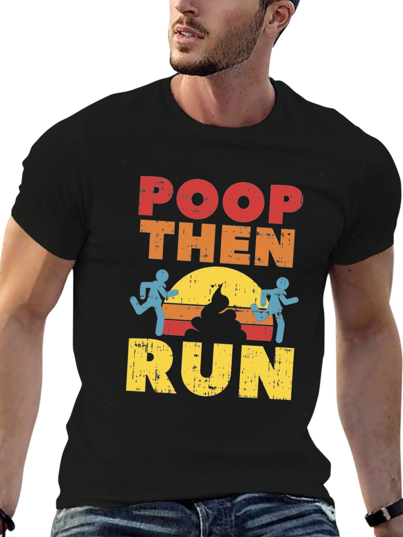 Poop Then Run Graphic T-Shirt - Funny Running Tee