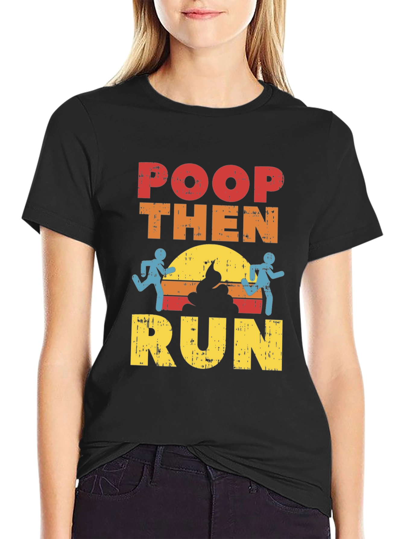 Poop Then Run Graphic T-Shirt - Funny Running Tee