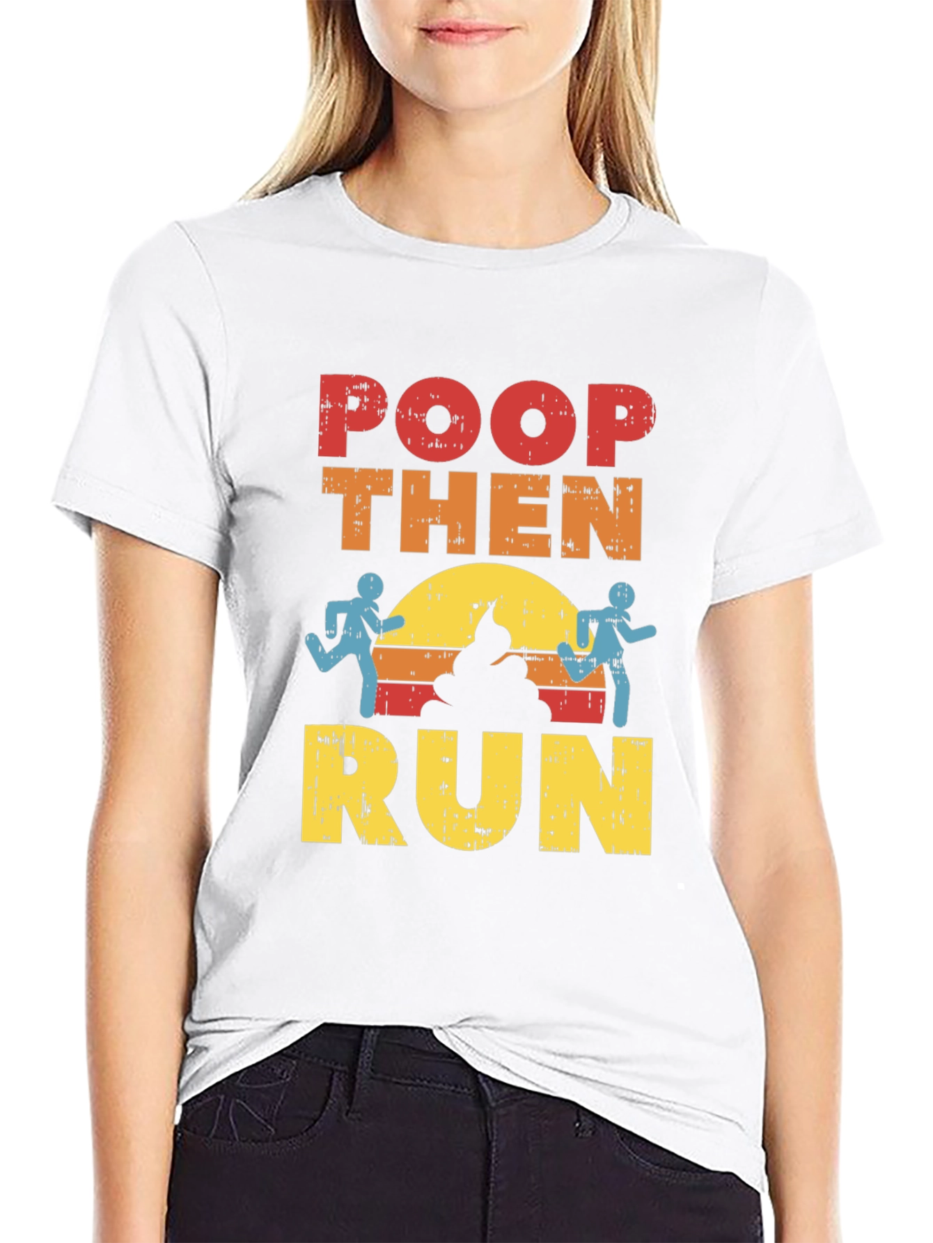 Poop Then Run Graphic T-Shirt - Funny Running Tee