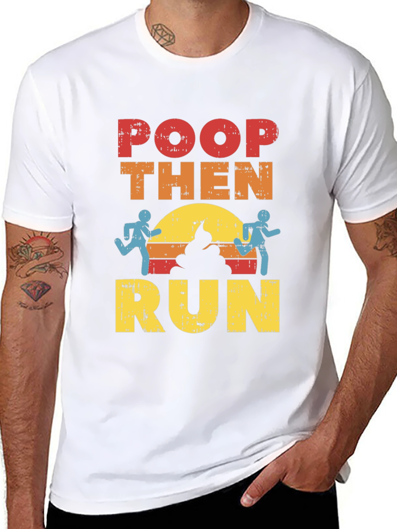 Poop Then Run Graphic T-Shirt - Funny Running Tee