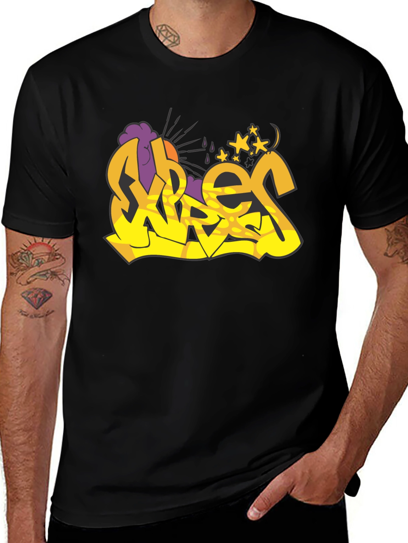 Vibes Graffiti Graphic Black T-Shirt