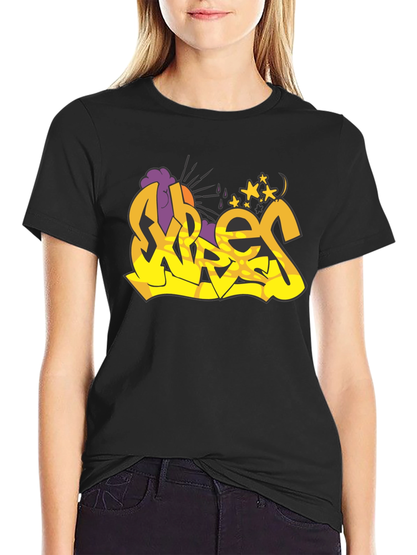 Vibes Graffiti Graphic Black T-Shirt