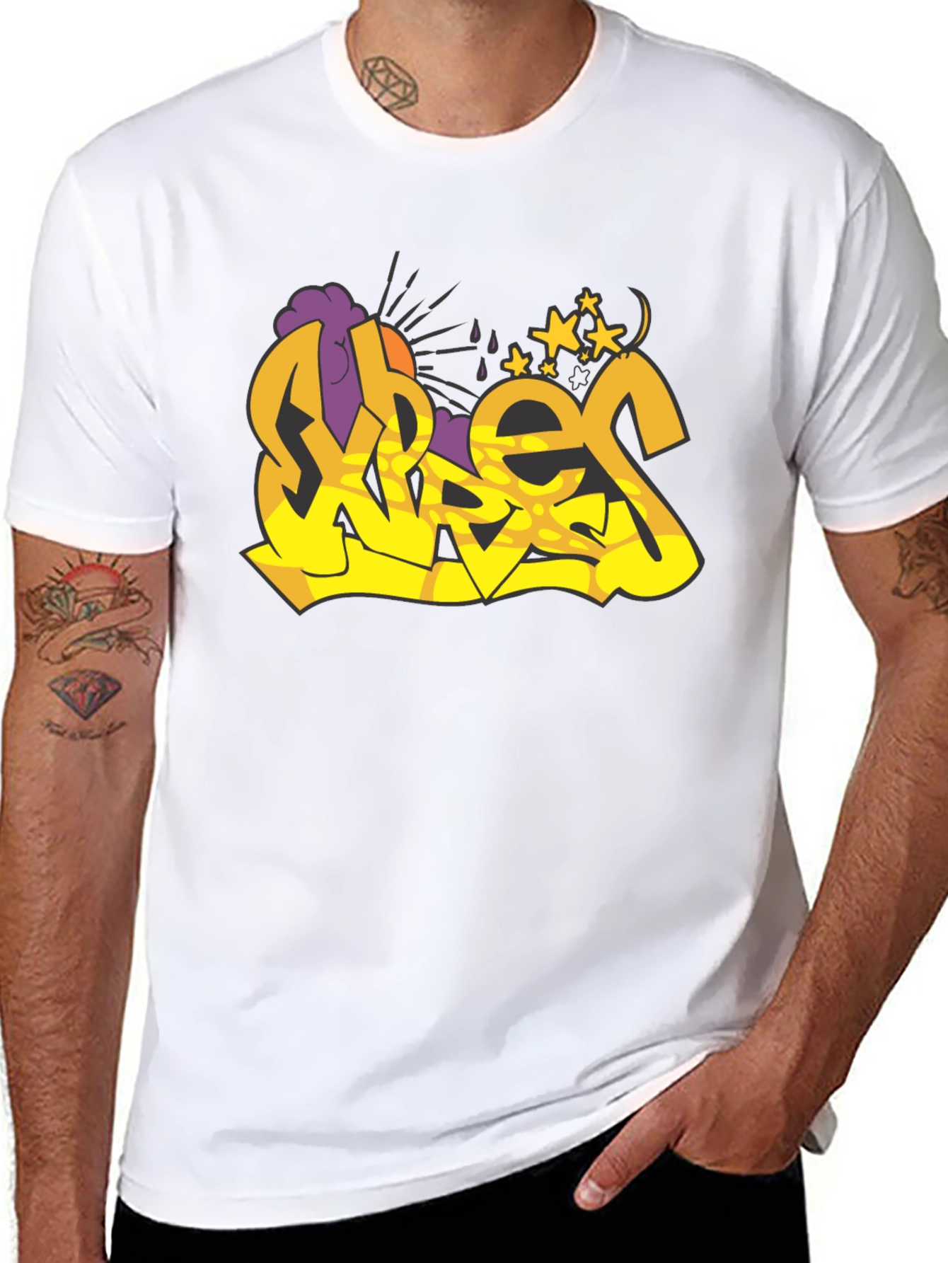 Vibes Graffiti Graphic Black T-Shirt