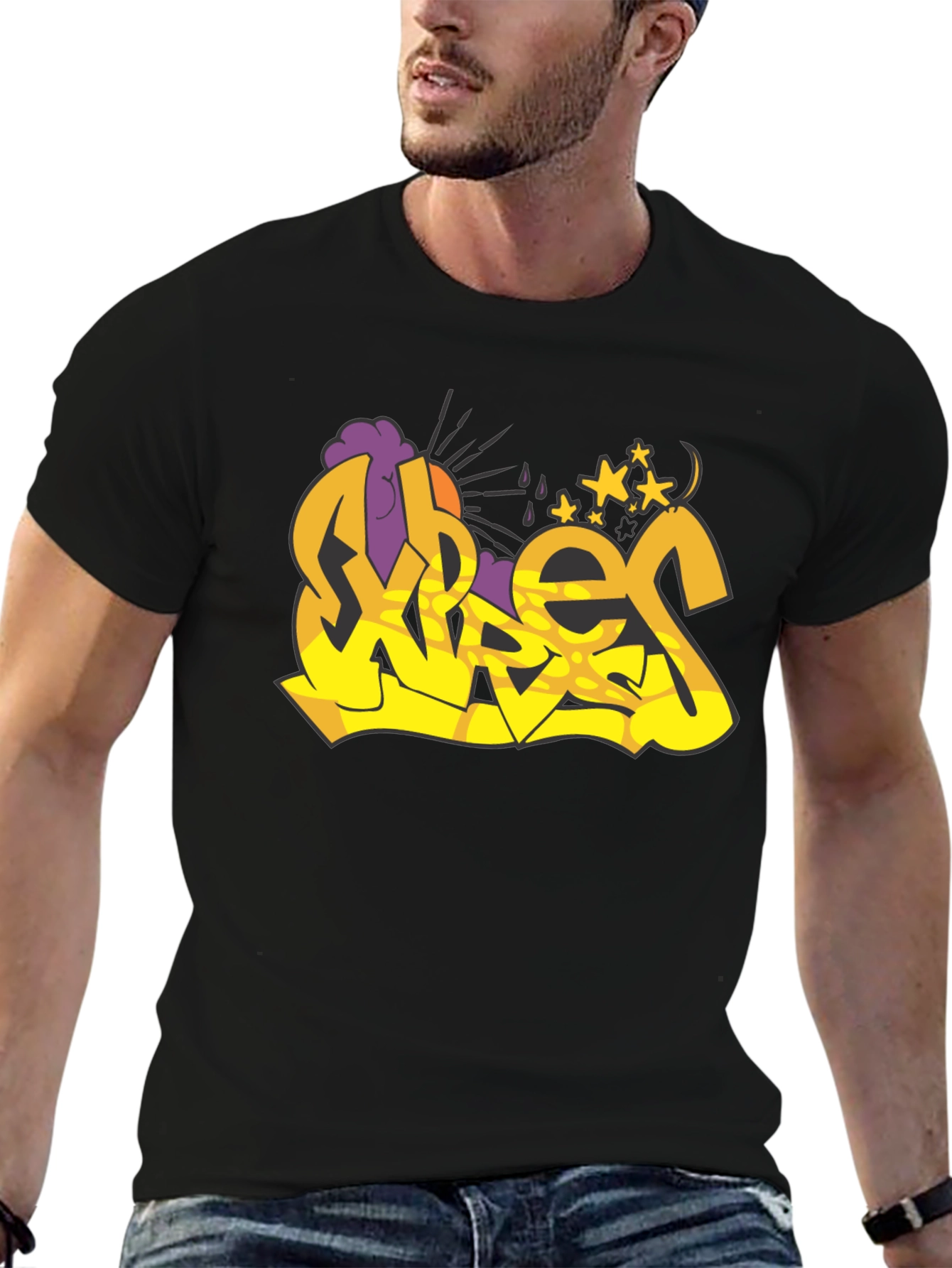 Vibes Graffiti Graphic Black T-Shirt