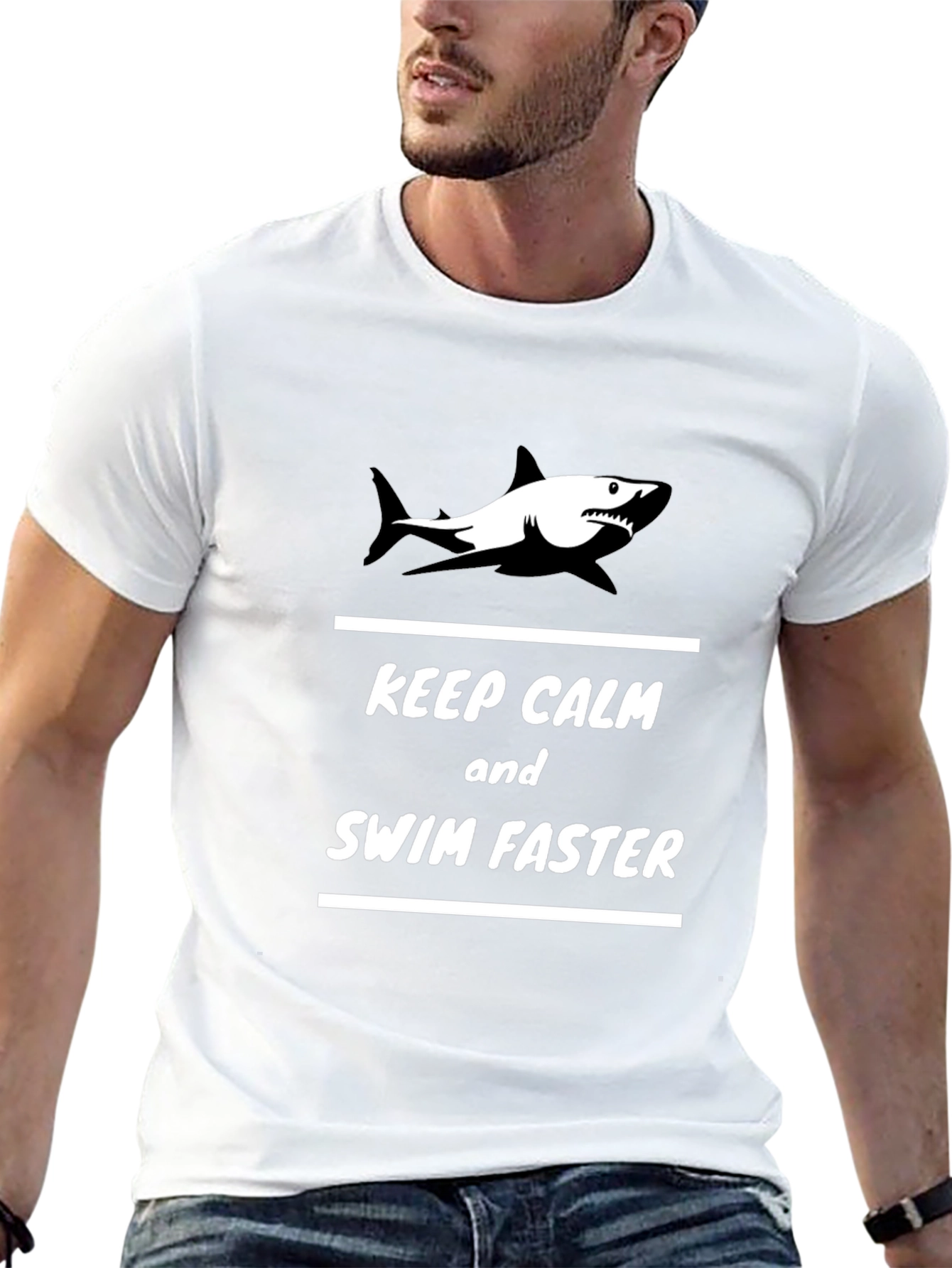 Keep Calm Shark Graphic Black T-Shirt