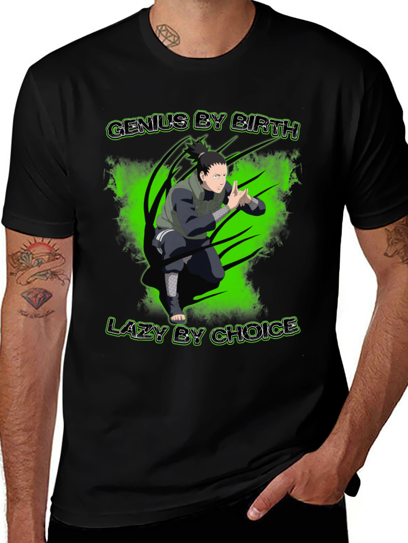 Genius By Birth Lazy By Choice Black Graphic Tee