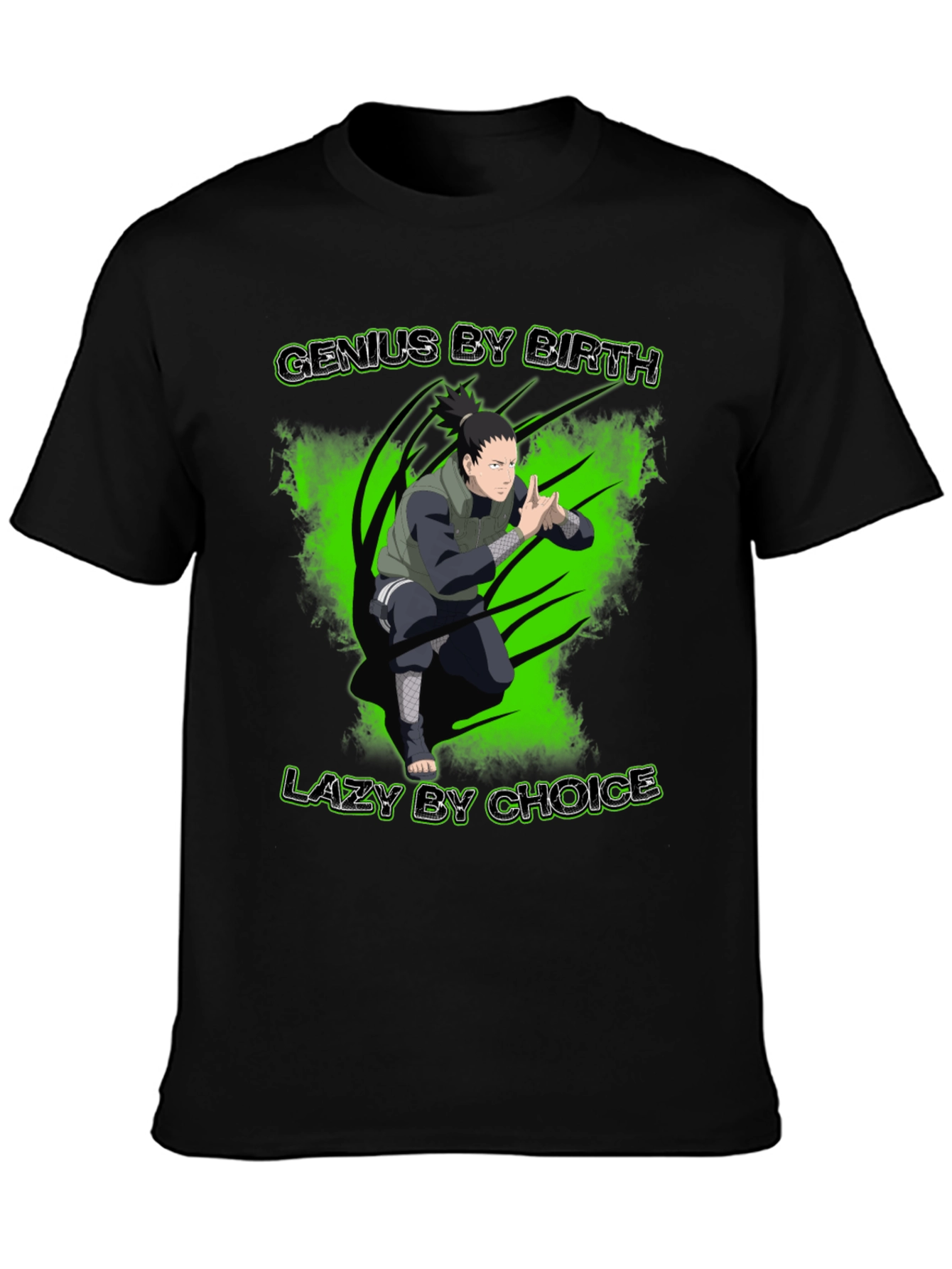 Genius By Birth Lazy By Choice Black Graphic Tee