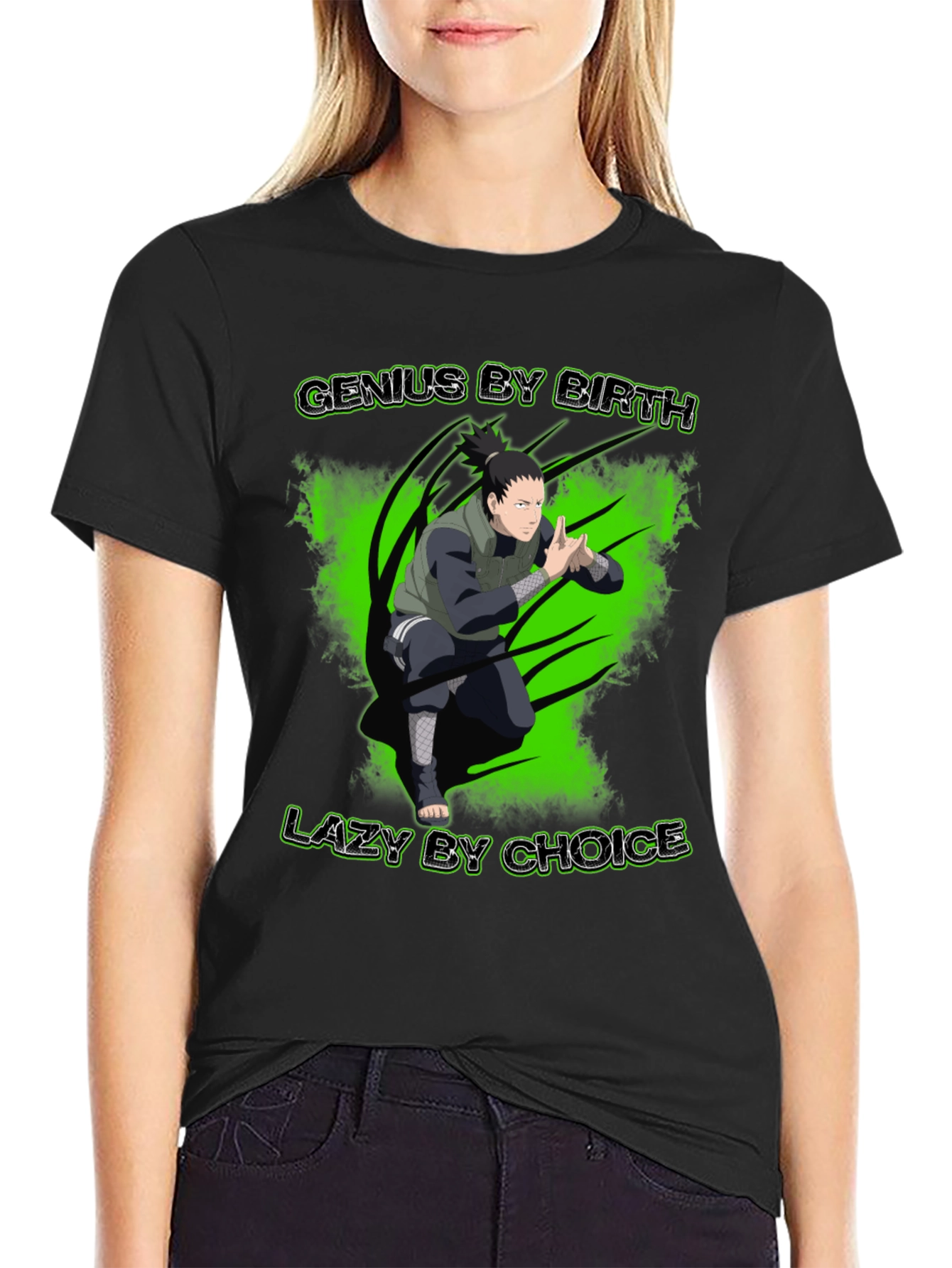 Genius By Birth Lazy By Choice Black Graphic Tee