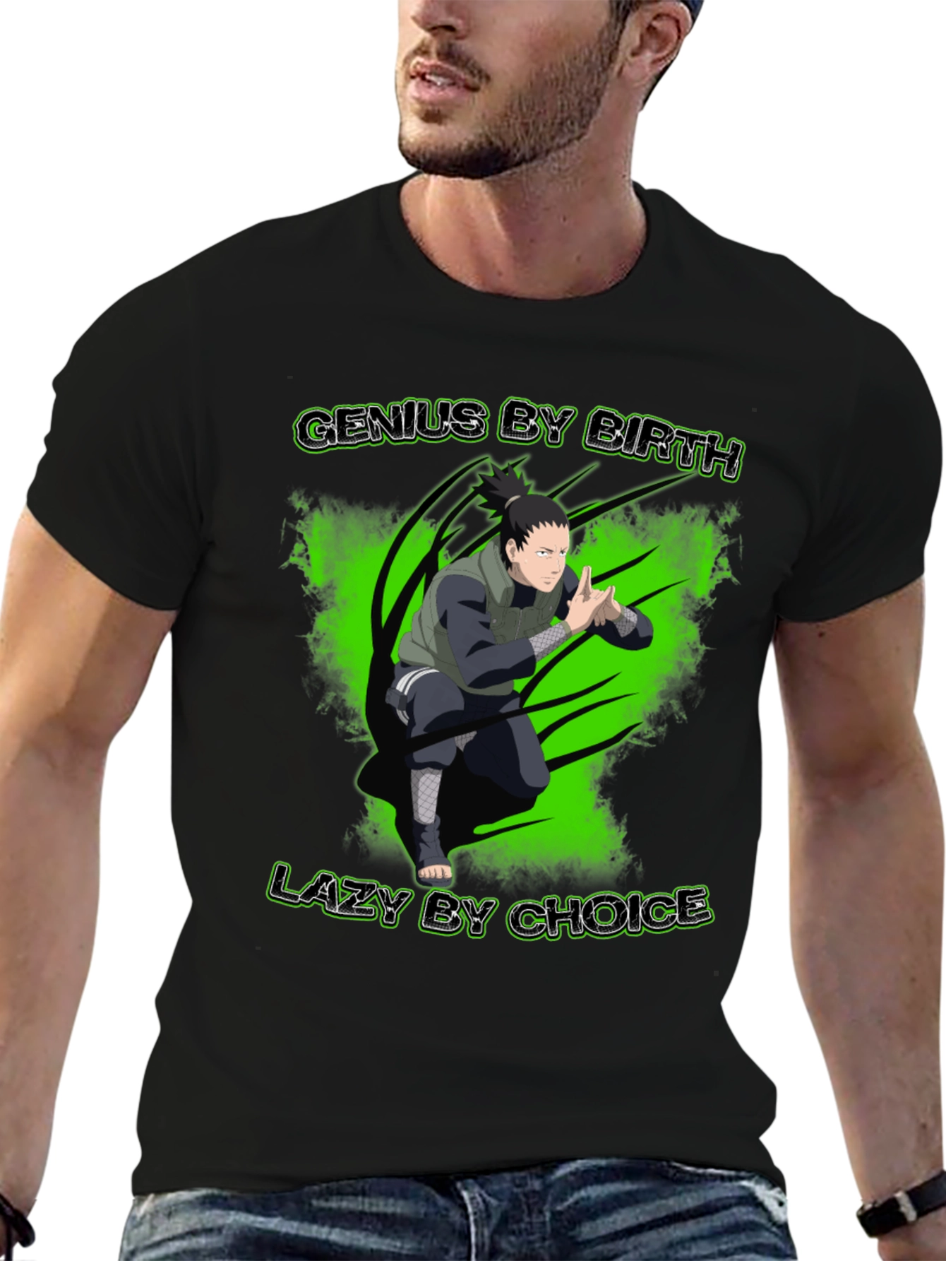Genius By Birth Lazy By Choice Black Graphic Tee