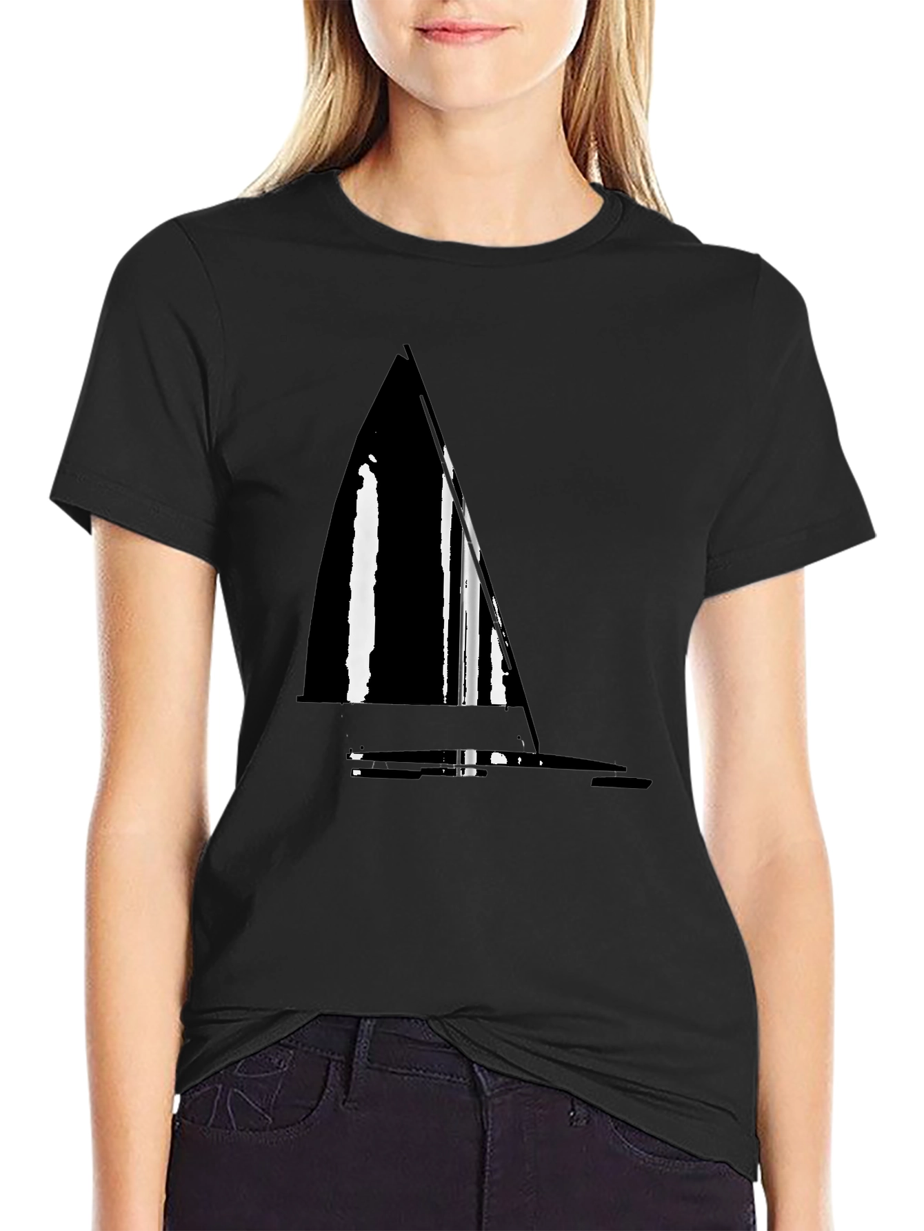 Nautical Sailboat Graphic Tee - Stylish Black T-Shirt