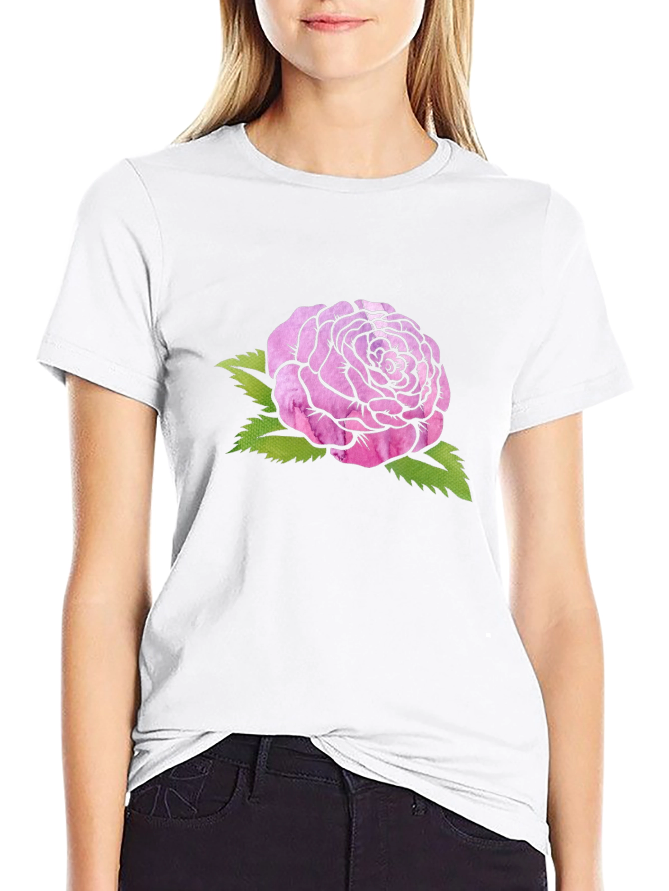 Pink Rose Graphic Tee - Soft Cotton Comfort