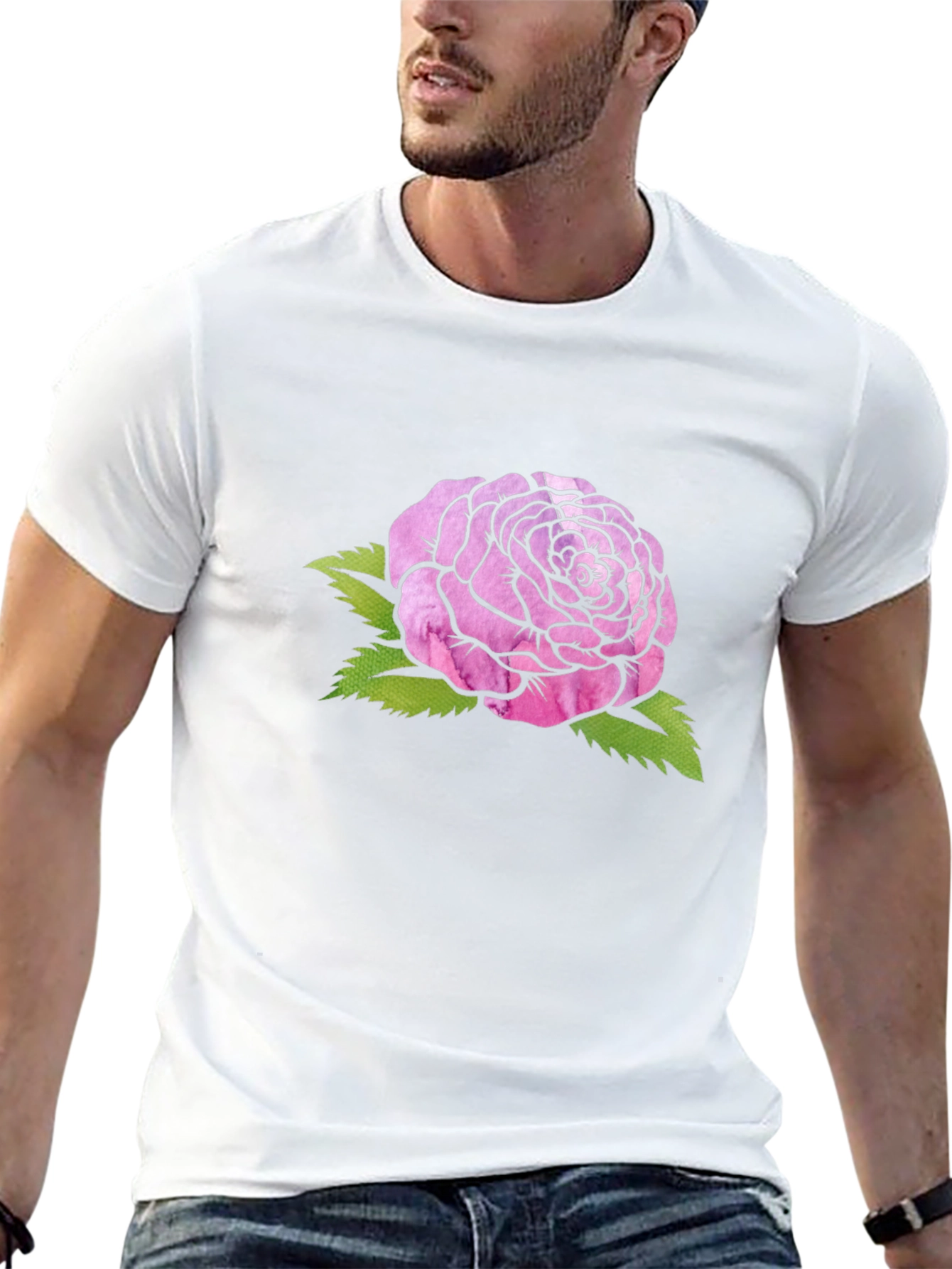 Pink Rose Graphic Tee - Soft Cotton Comfort