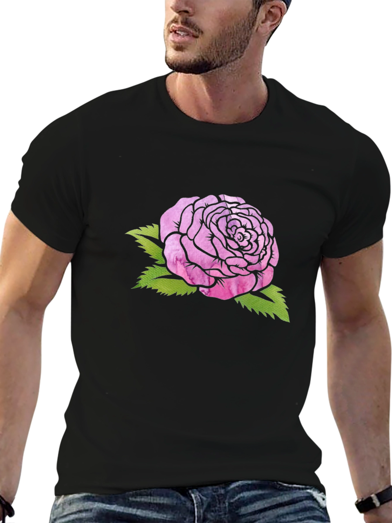 Pink Rose Graphic Tee - Soft Cotton Comfort