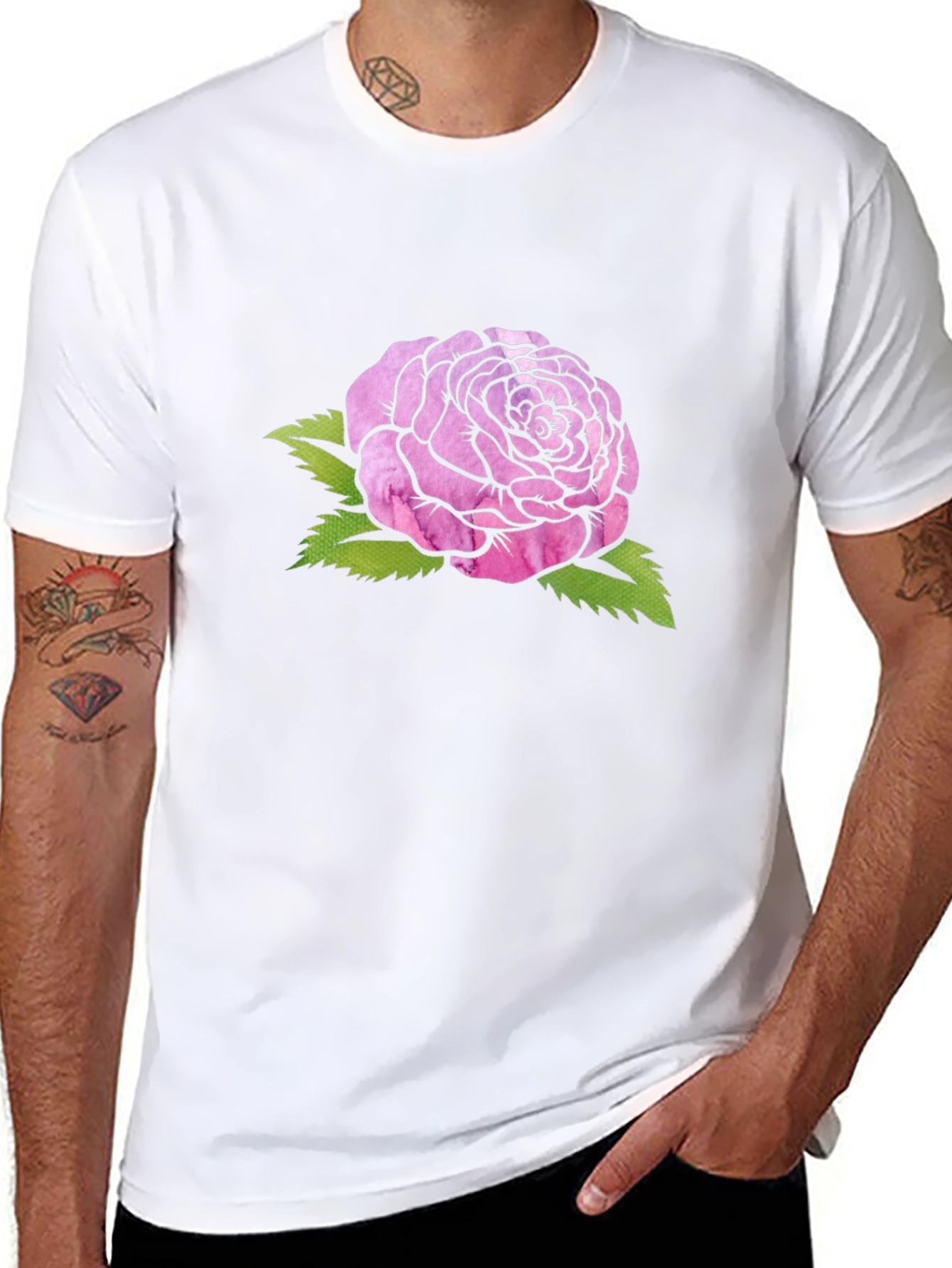 Pink Rose Graphic Tee - Soft Cotton Comfort