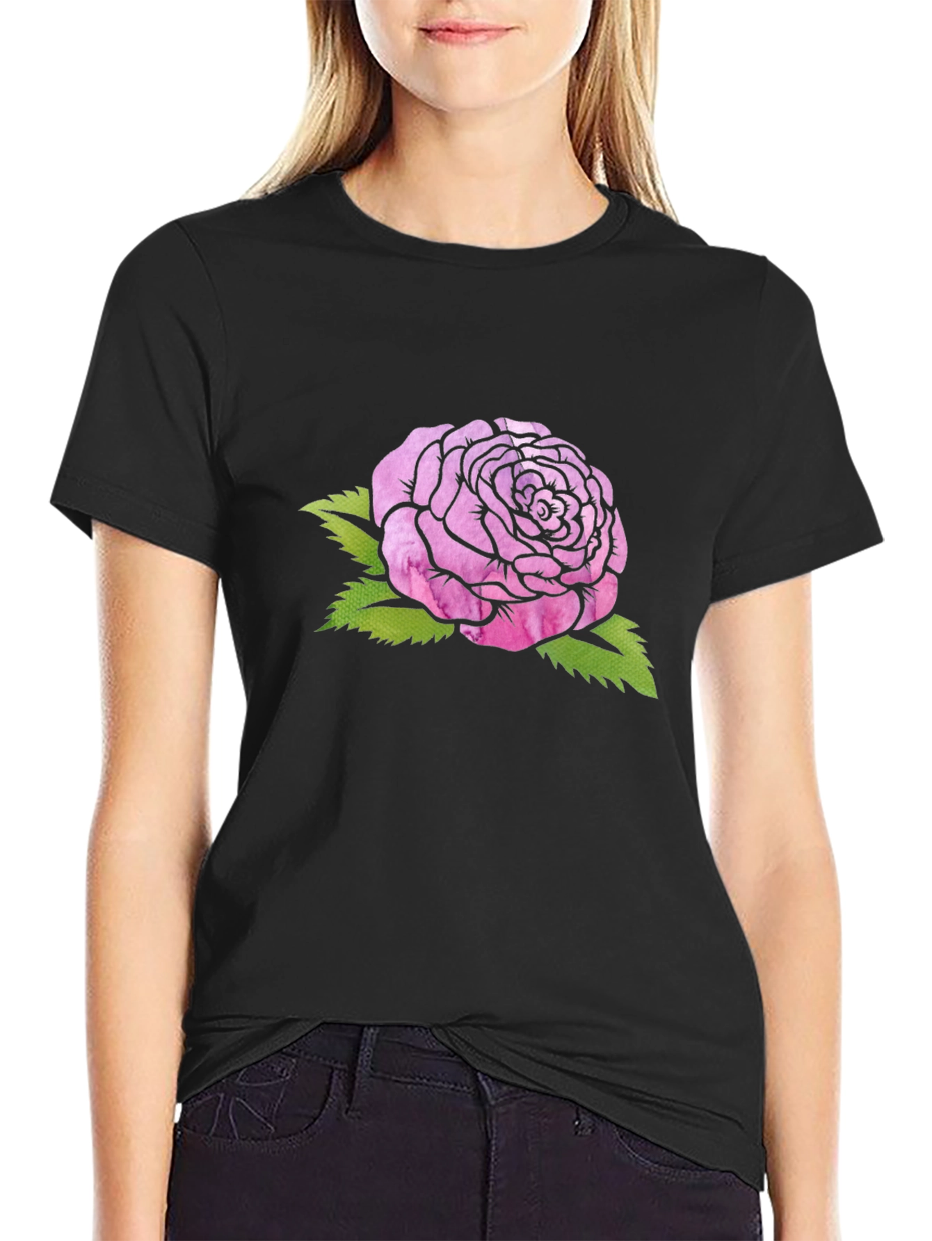 Pink Rose Graphic Tee - Soft Cotton Comfort