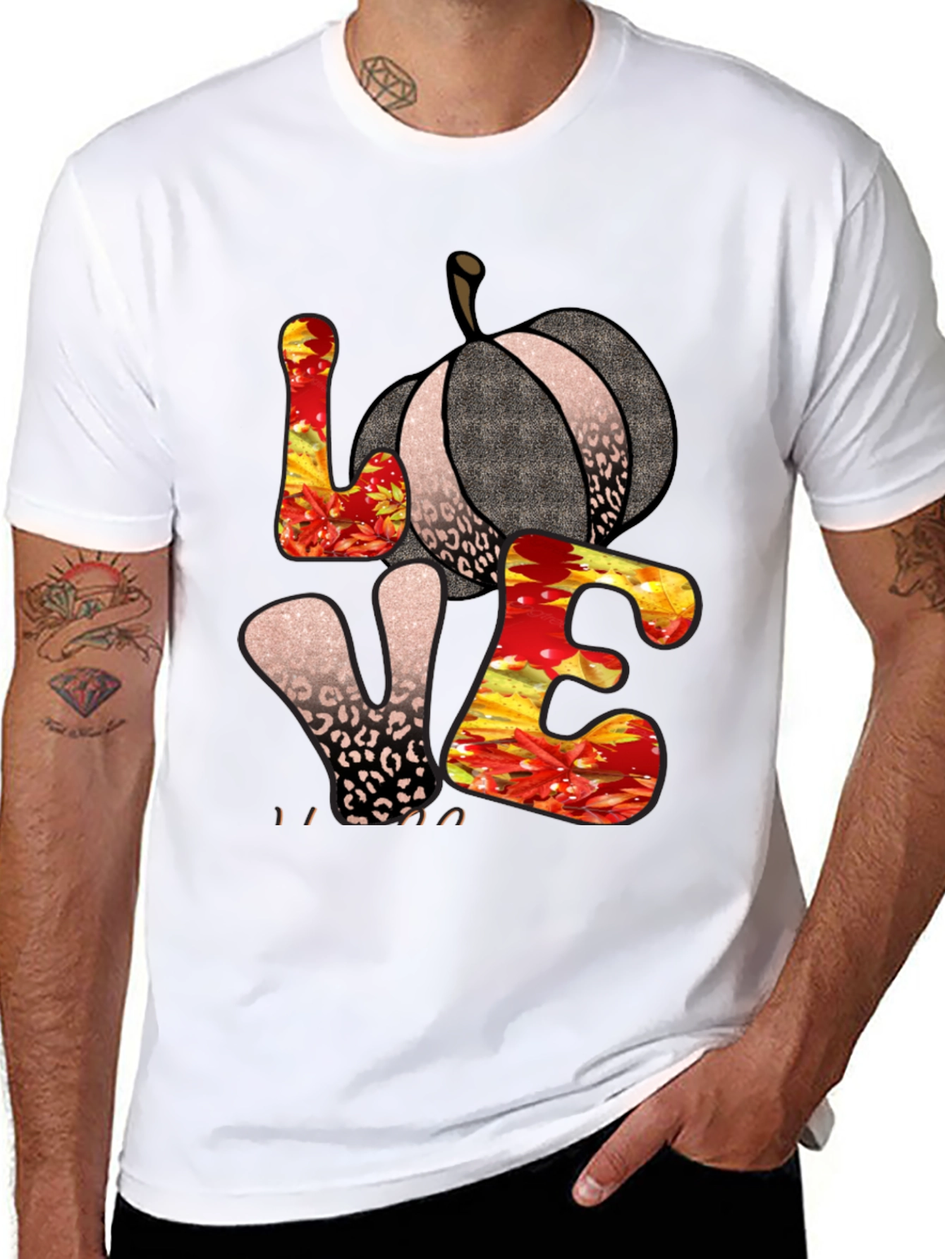 Fall Love Pumpkin Leopard Print T-Shirt