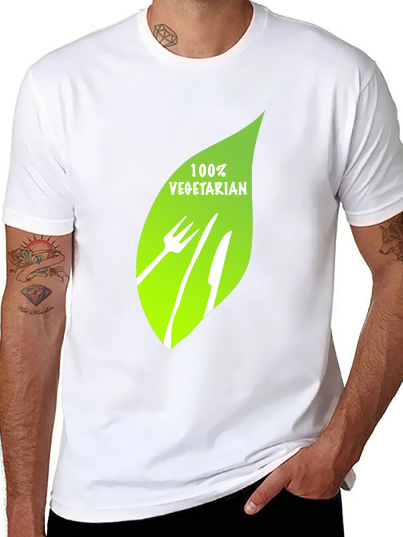 100% Vegetarian Graphic Print Black T-Shirt