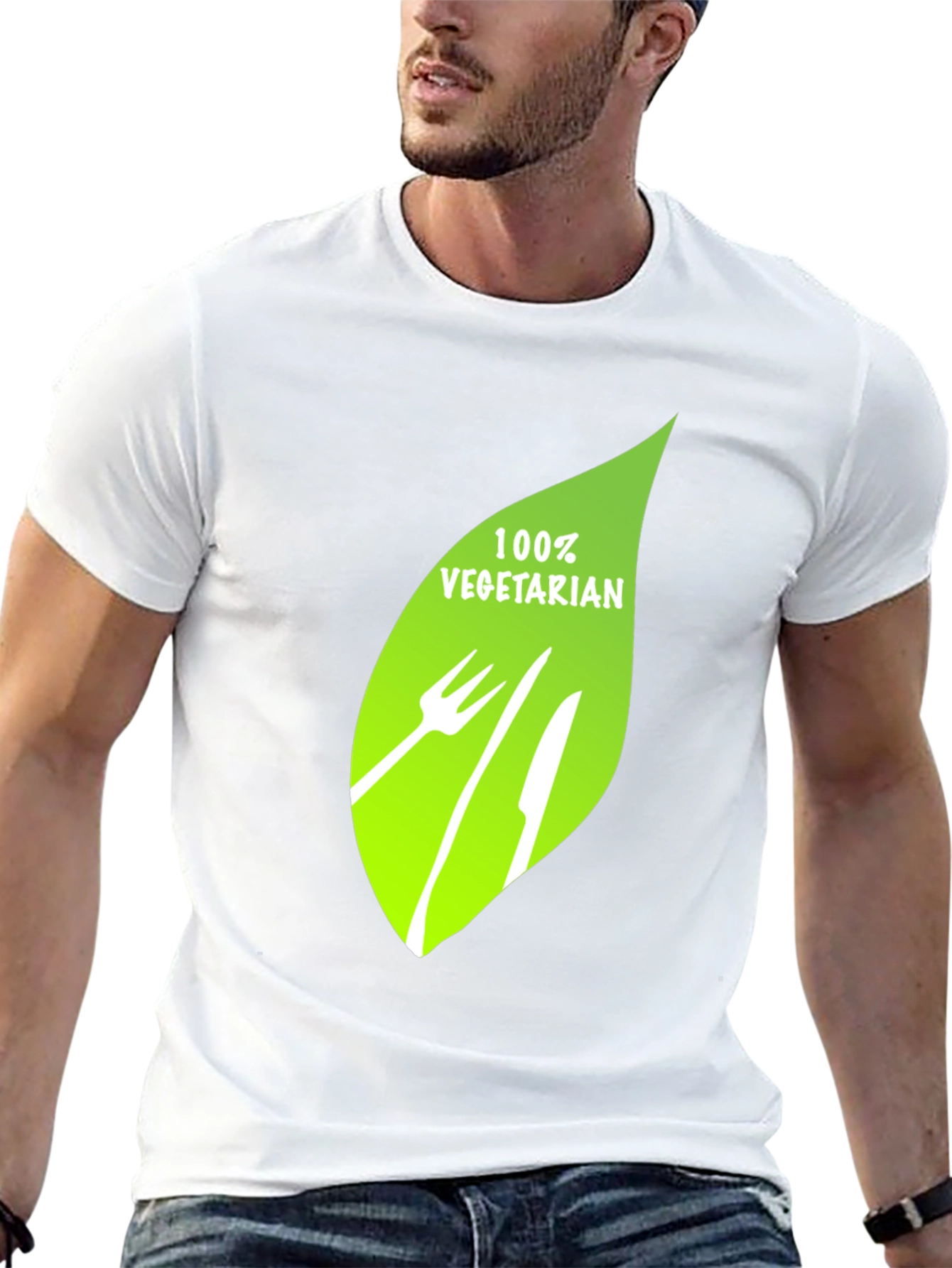 100% Vegetarian Graphic Print Black T-Shirt