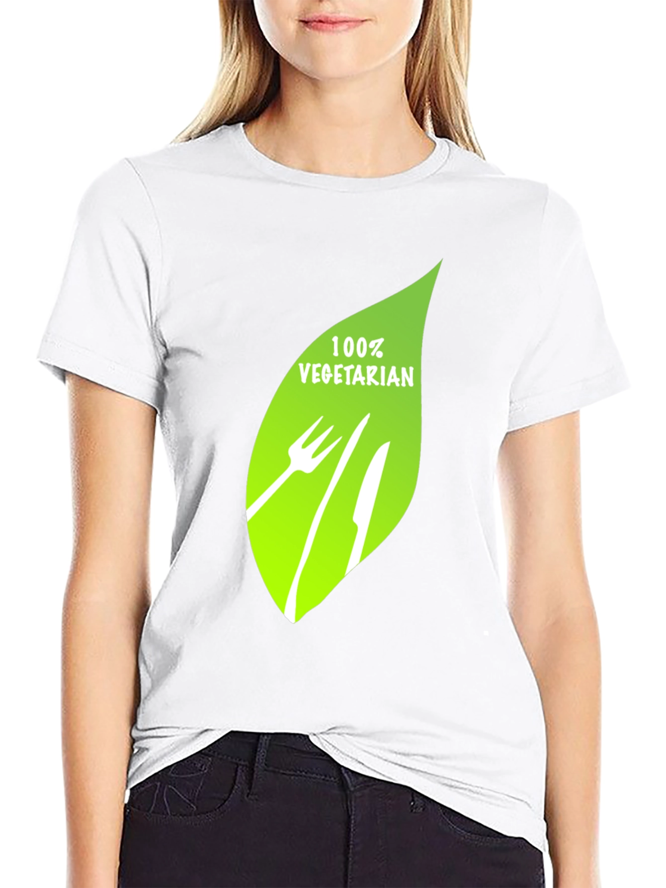 100% Vegetarian Graphic Print Black T-Shirt