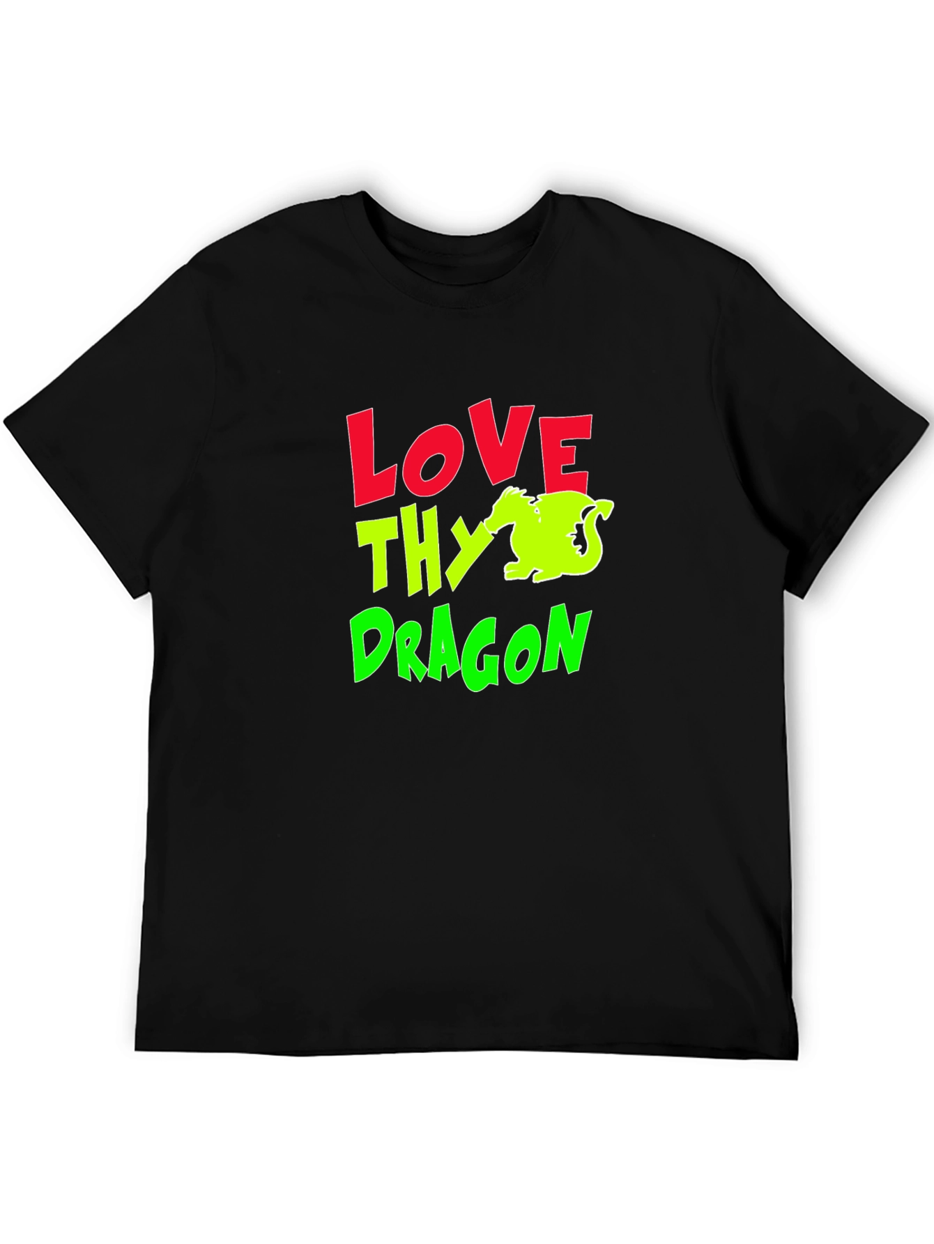 Love Thy Dragon Graphic T-Shirt - Black Cotton Tee