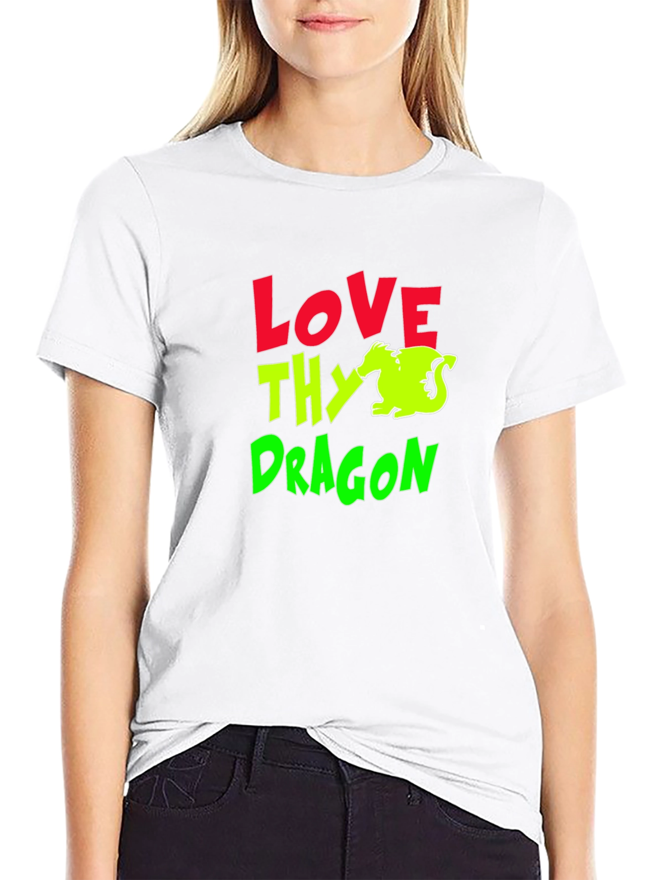 Love Thy Dragon Graphic T-Shirt - Black Cotton Tee