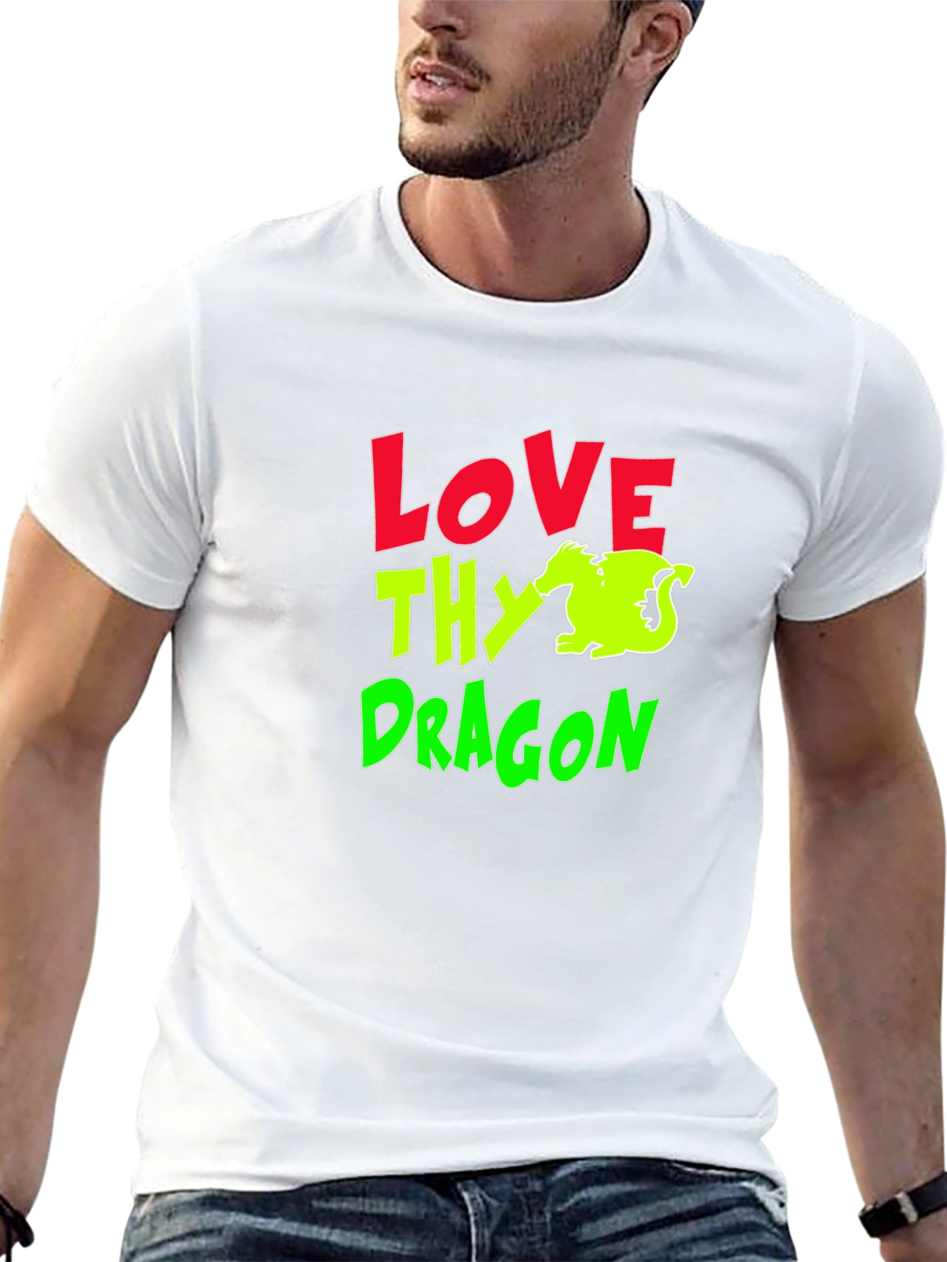 Love Thy Dragon Graphic T-Shirt - Black Cotton Tee