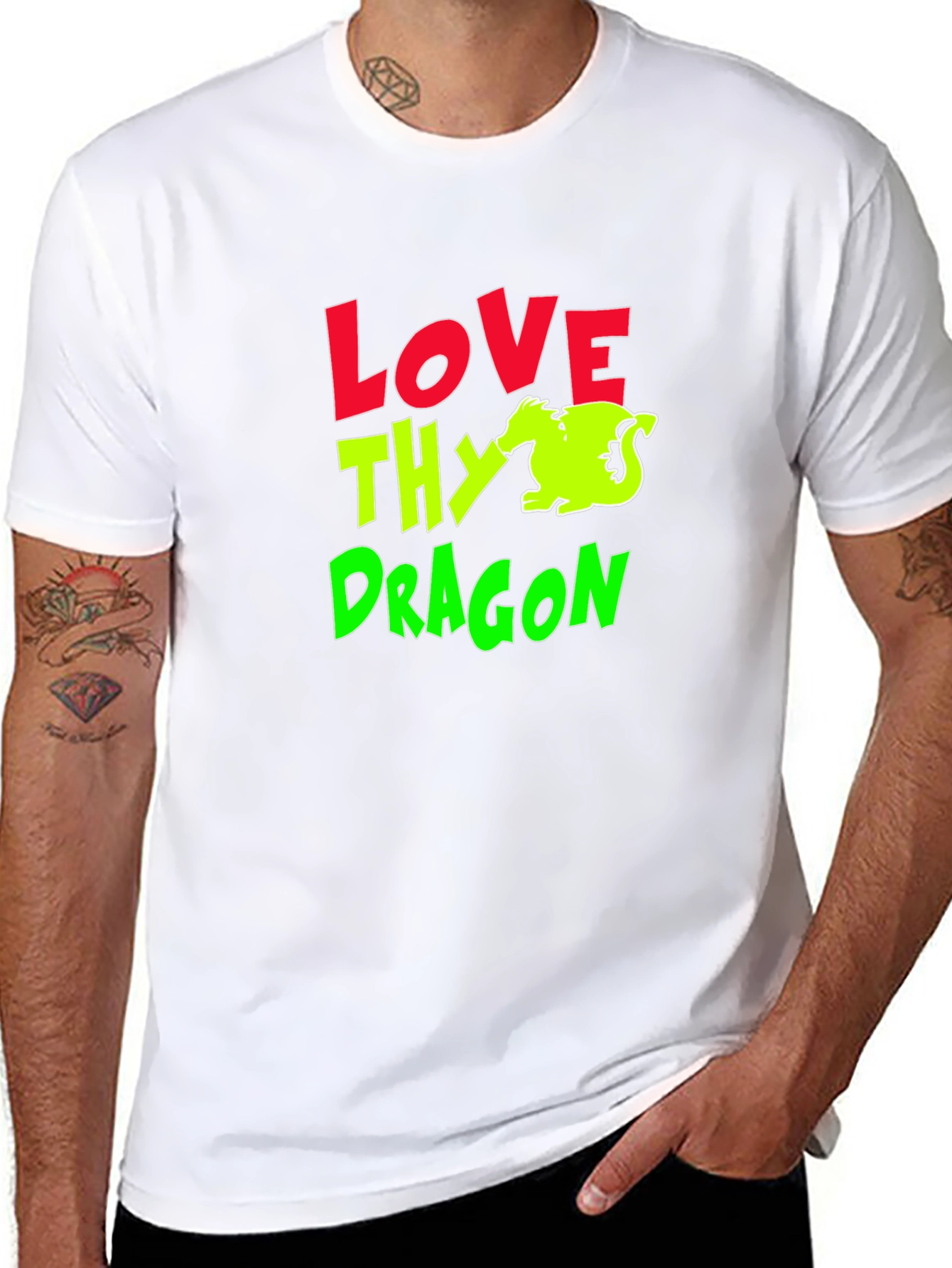 Love Thy Dragon Graphic T-Shirt - Black Cotton Tee