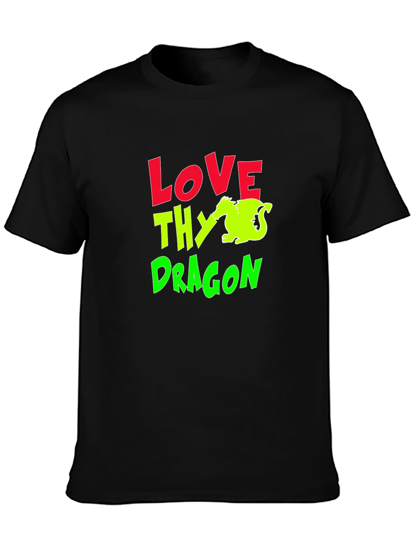 Love Thy Dragon Graphic T-Shirt - Black Cotton Tee