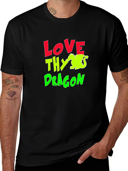 Love Thy Dragon Graphic T-Shirt - Black Cotton Tee