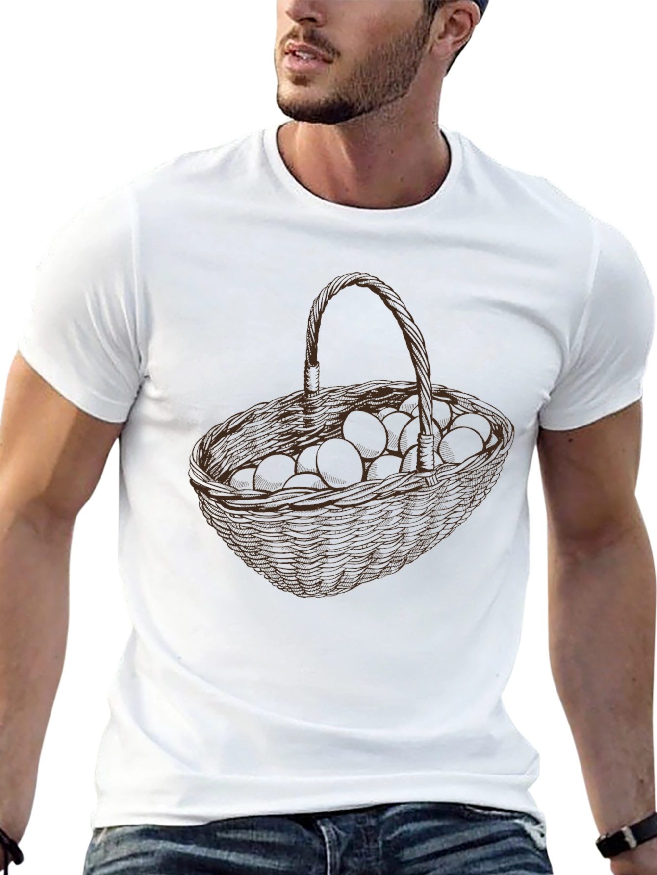 Basket of Eggs Graphic Tee - Black Cotton Blend