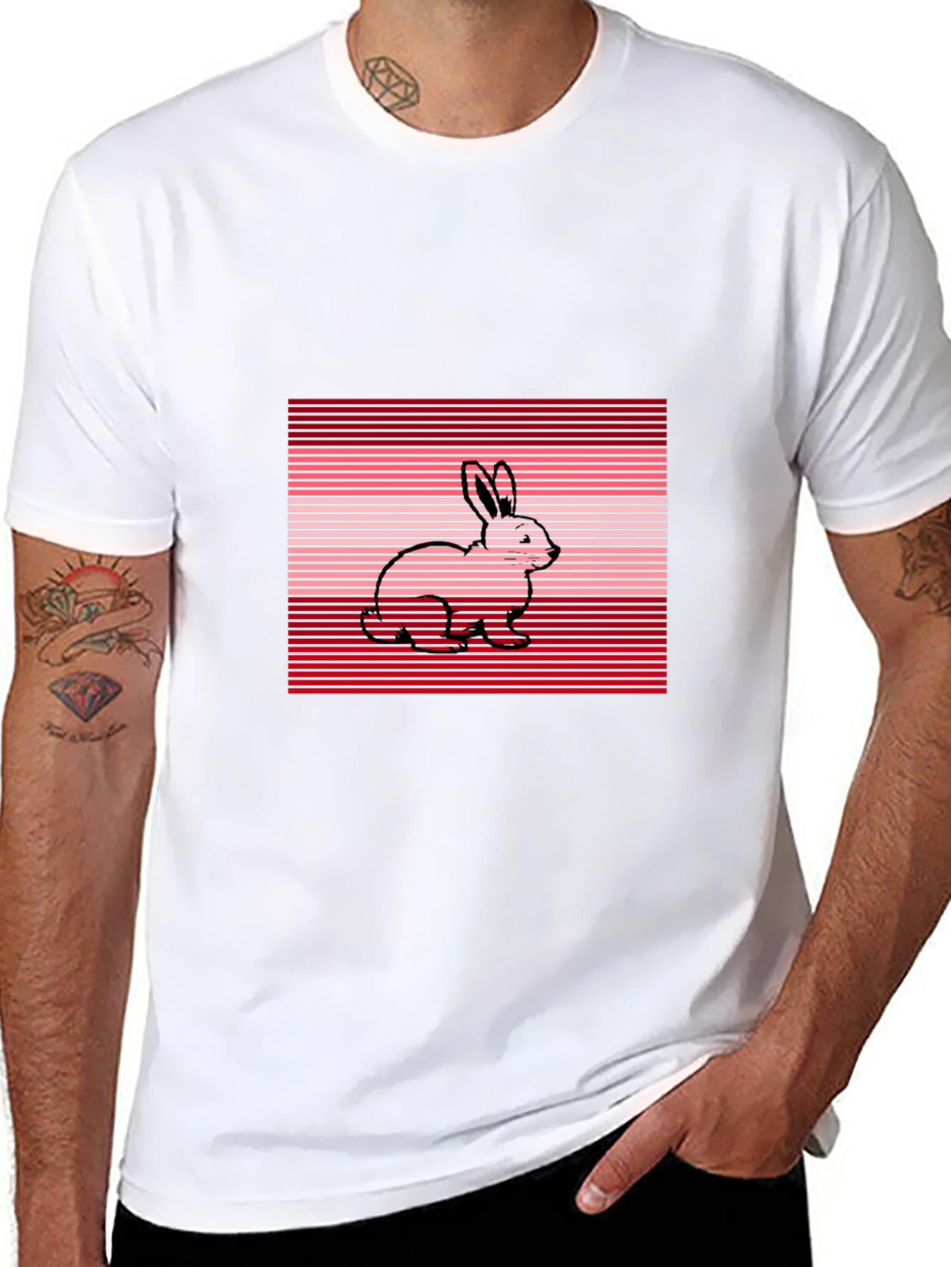 Retro Rabbit Tee - Striped Bunny Design