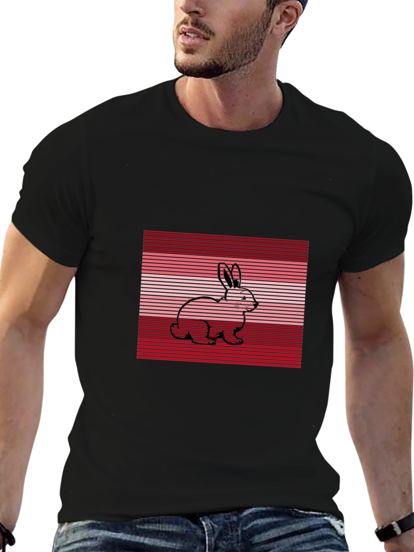 Retro Rabbit Tee - Striped Bunny Design