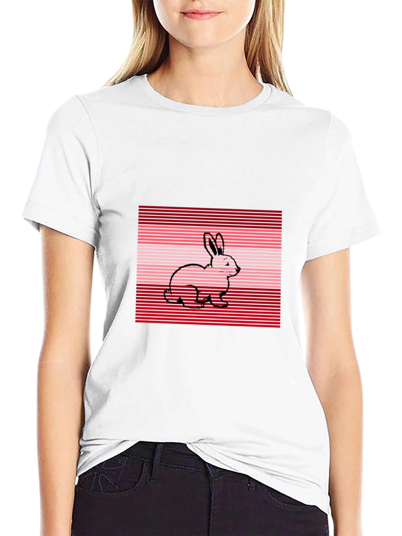 Retro Rabbit Tee - Striped Bunny Design