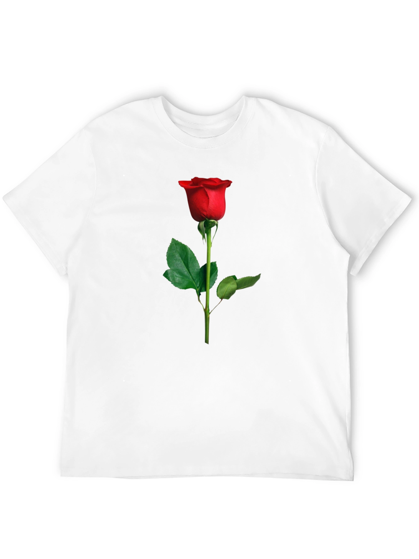 Elegant Red Rose Graphic Tee - Black Cotton