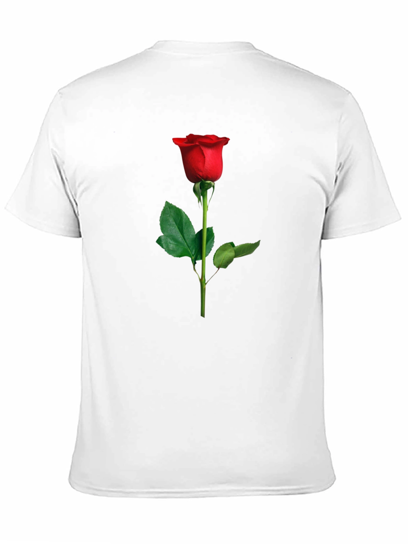 Elegant Red Rose Graphic Tee - Black Cotton
