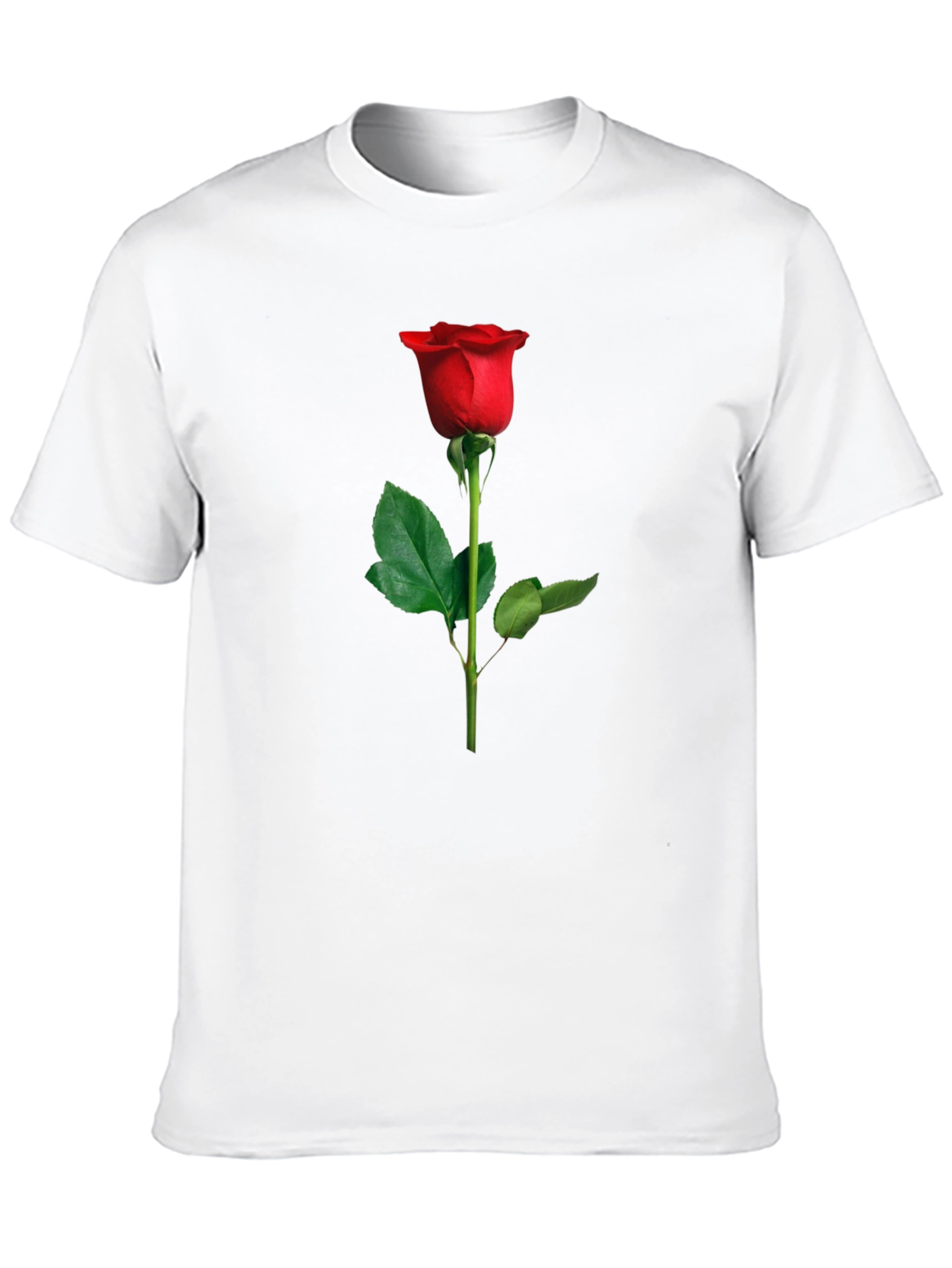 Elegant Red Rose Graphic Tee - Black Cotton