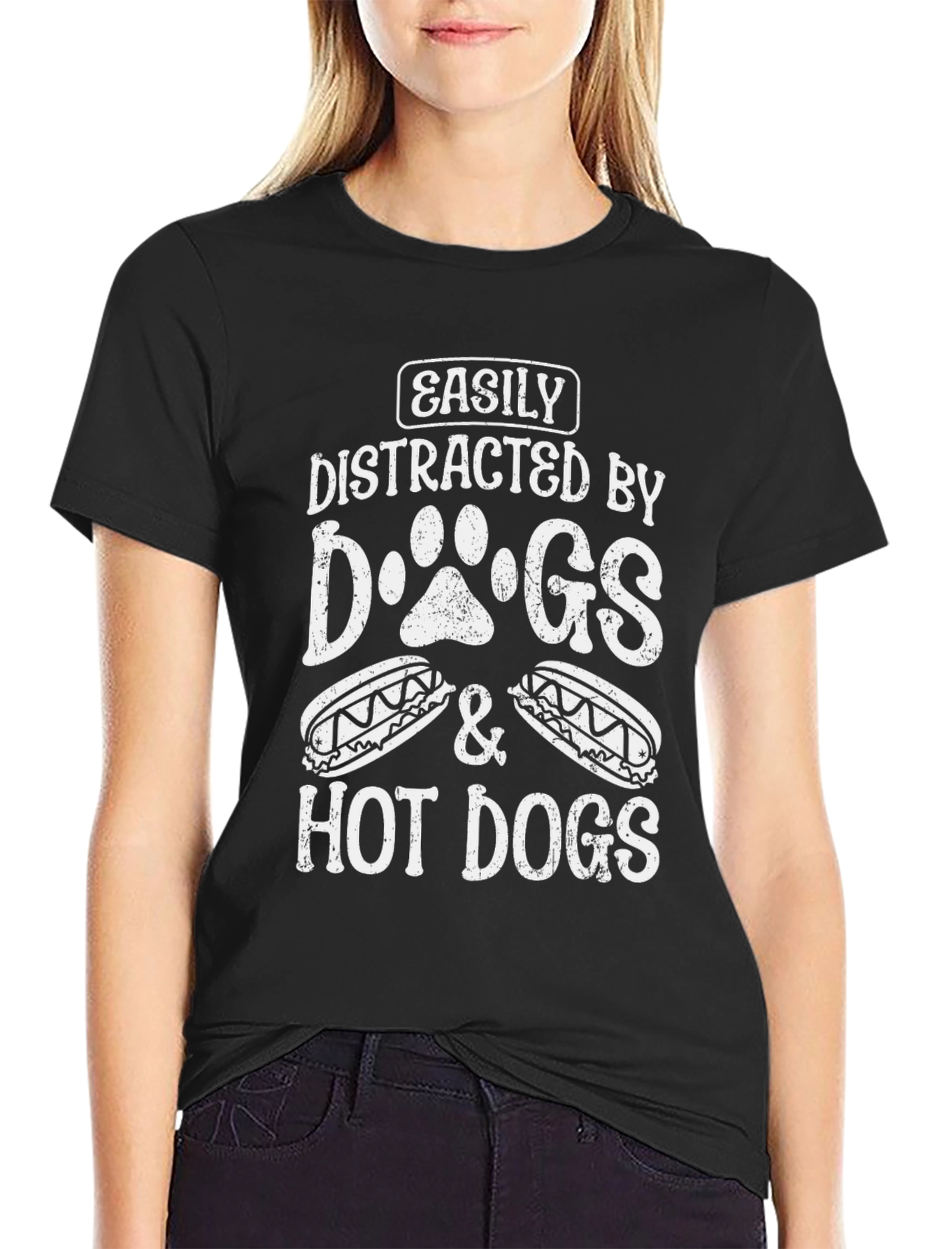 Easily Distracted by Dogs & Hot Dogs T-Shirt