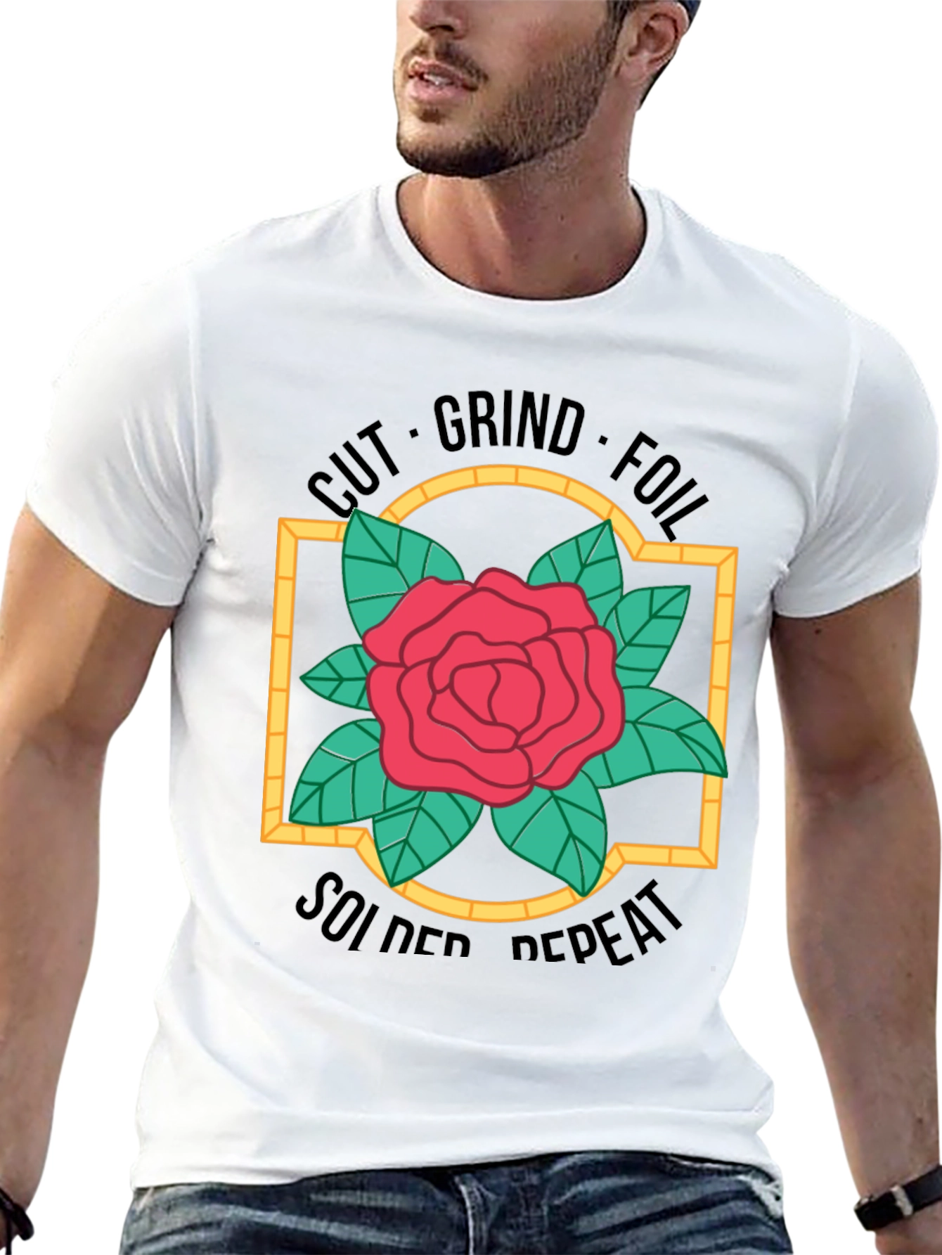 Cut Grind Foil Solder Repeat Rose T-Shirt