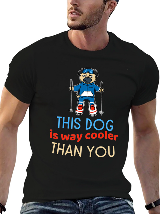Cool Dog Skiing Graphic Tee - This Dog is Way Cooler Than You
