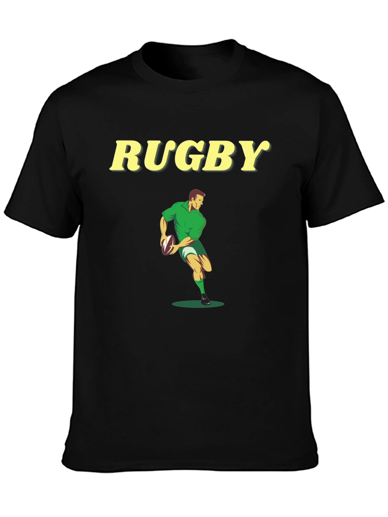 Rugby Player Graphic Tee - Black Cotton