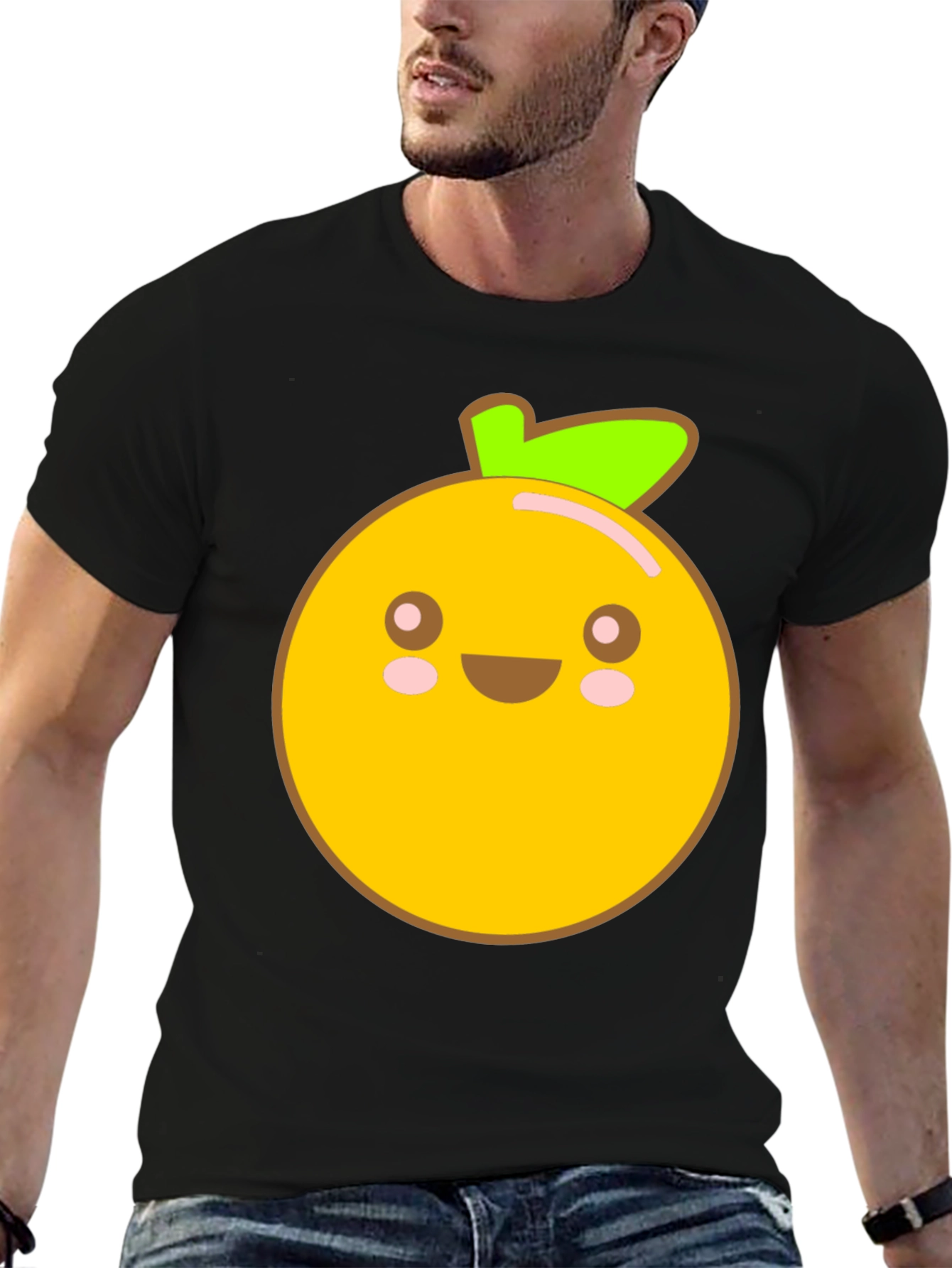 Kawaii Orange Graphic Tee - Cute Fruit Shirt