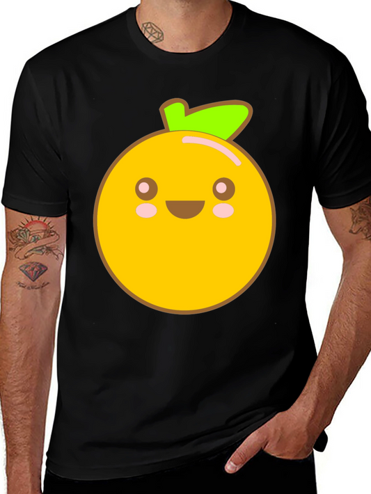 Kawaii Orange Graphic Tee - Cute Fruit Shirt