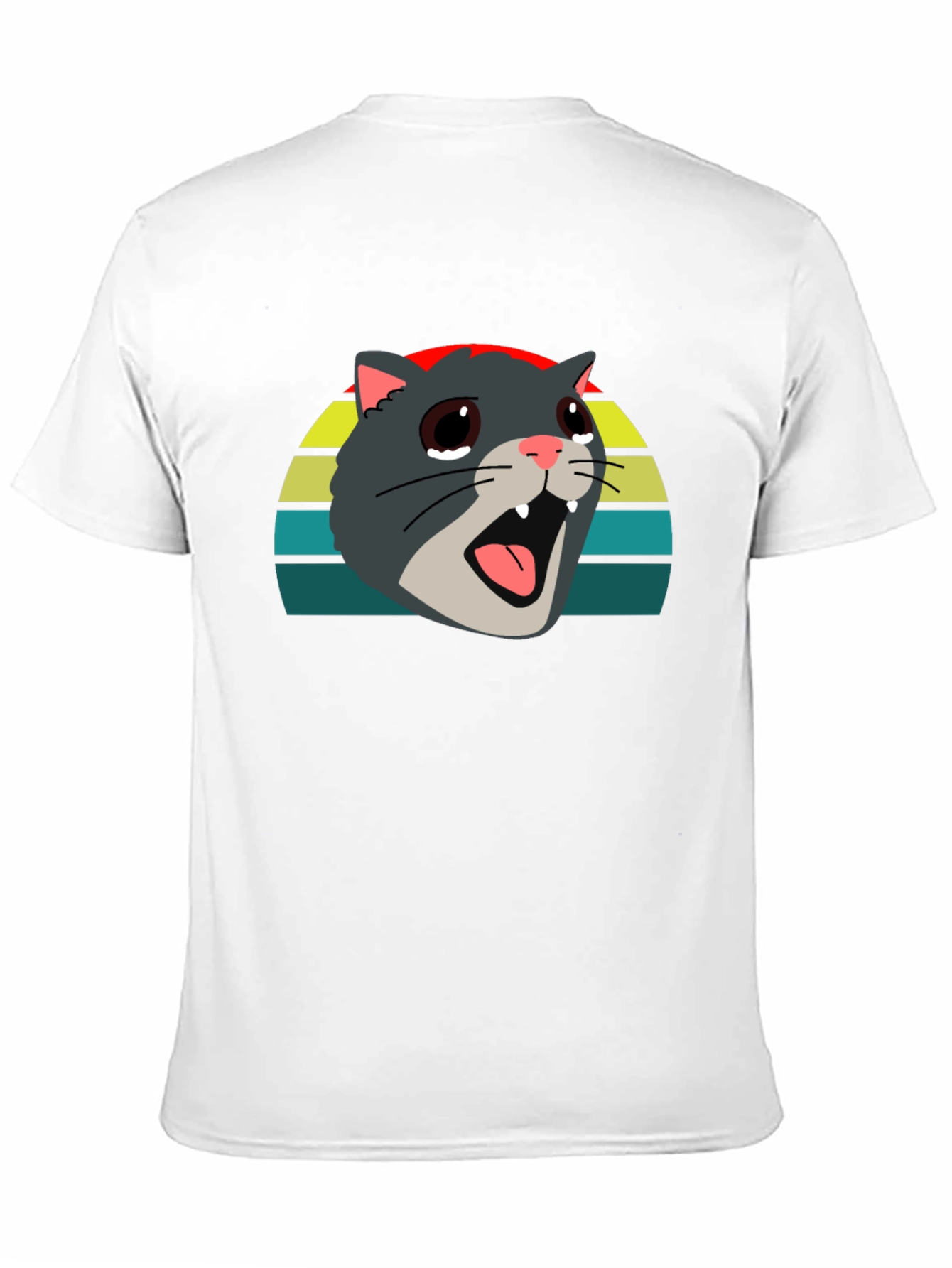 Crying Cat Meme Graphic Tee - Black