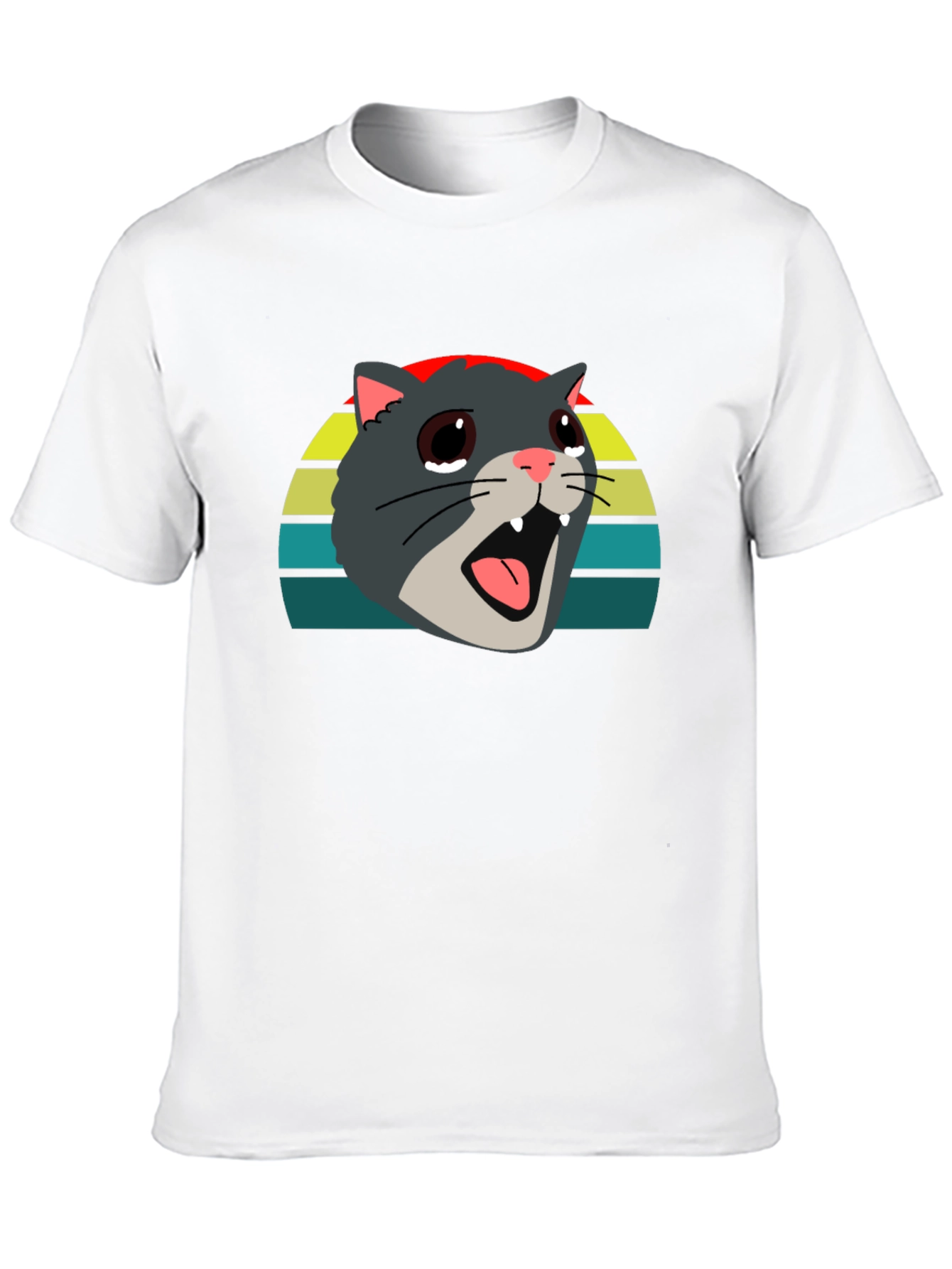 Crying Cat Meme Graphic Tee - Black