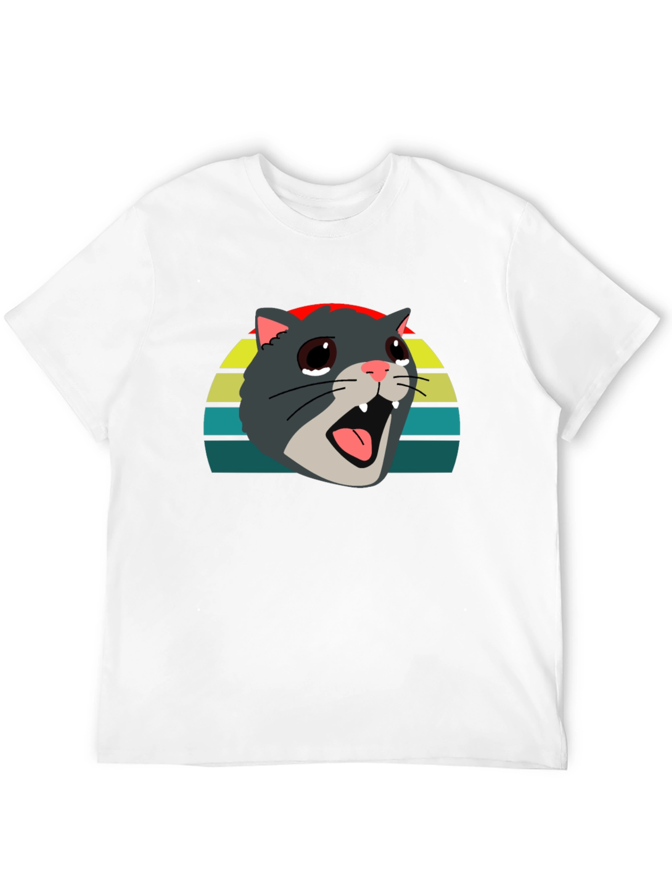 Crying Cat Meme Graphic Tee - Black