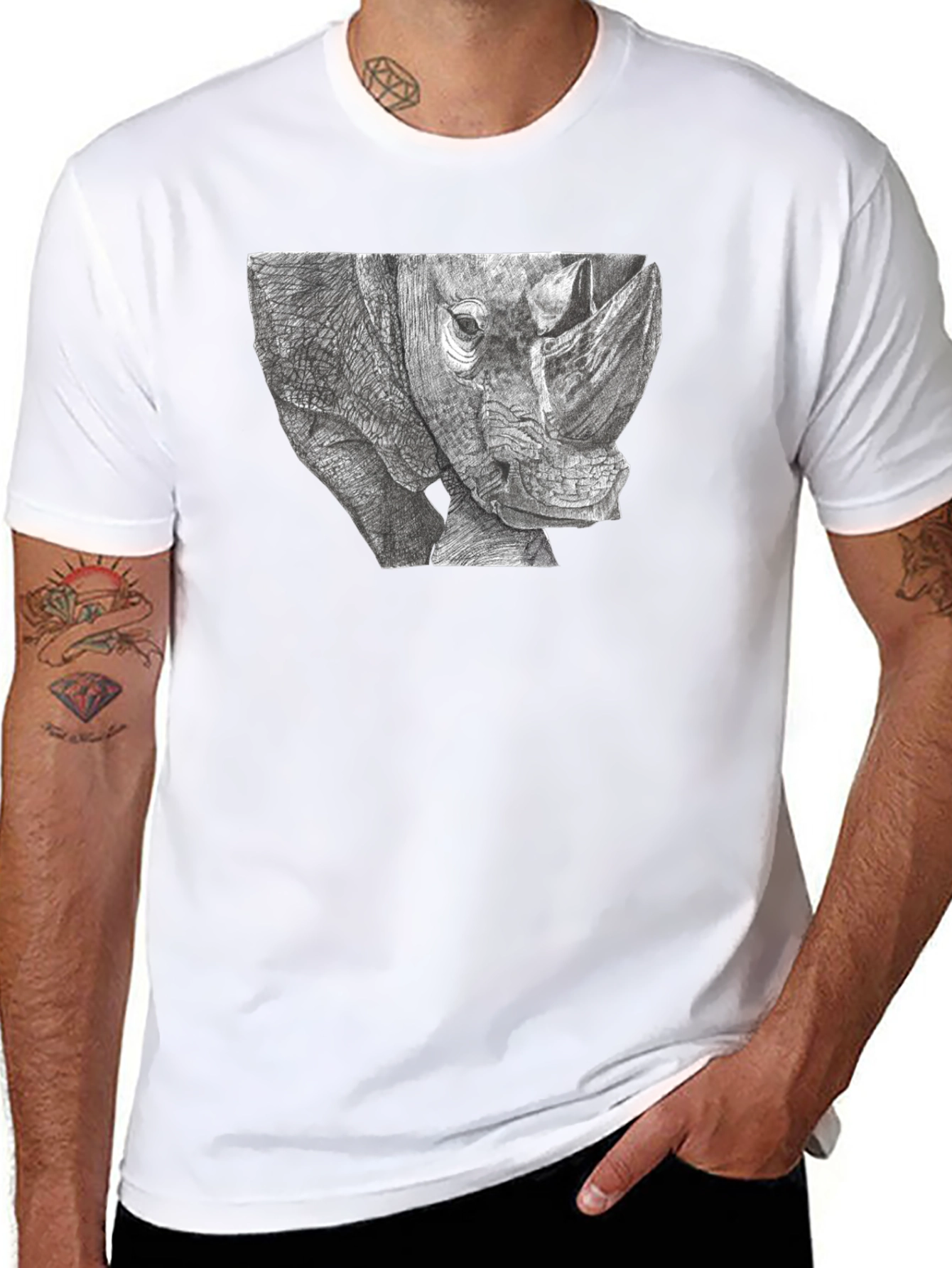 Rhino Graphic T-Shirt - Unique Animal Tee