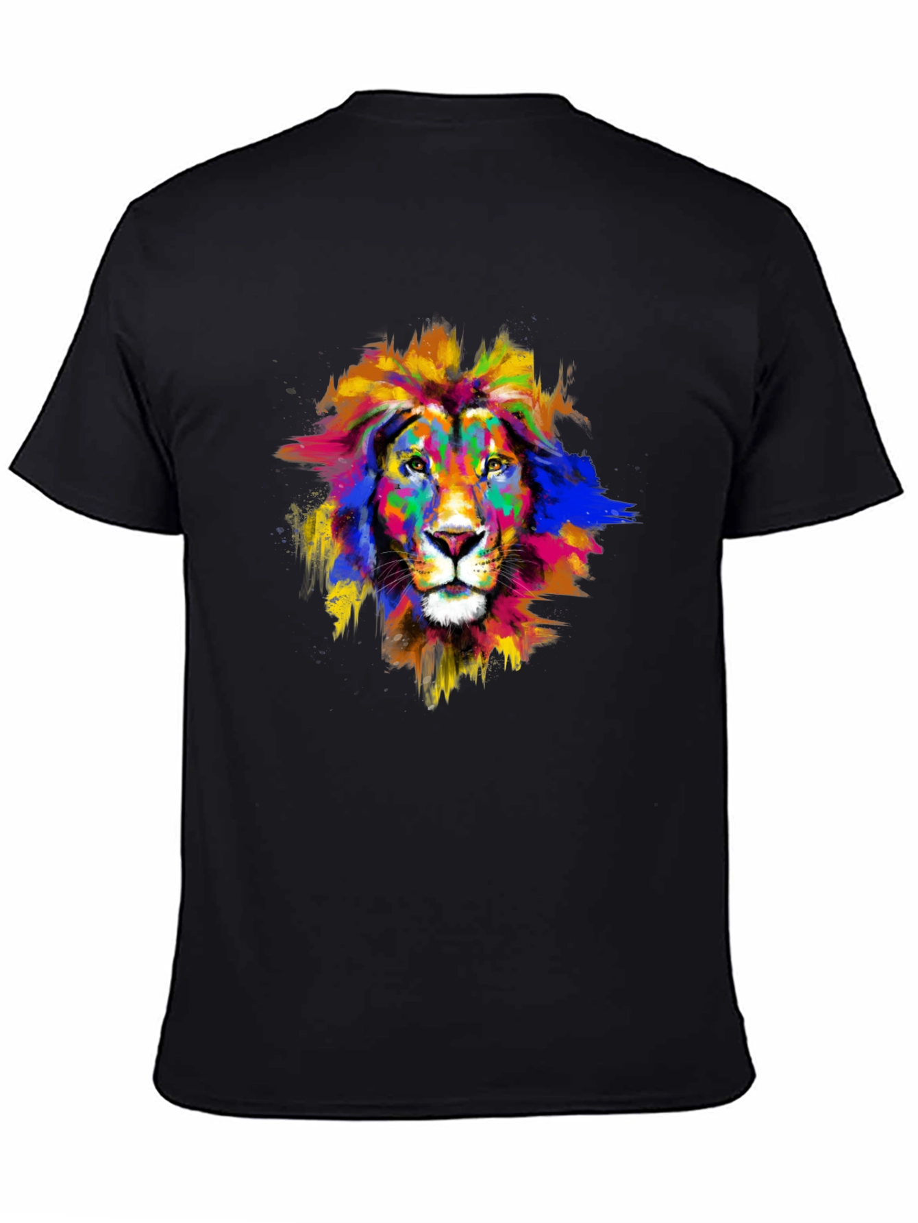 Vibrant Lion Graphic Black T-Shirt