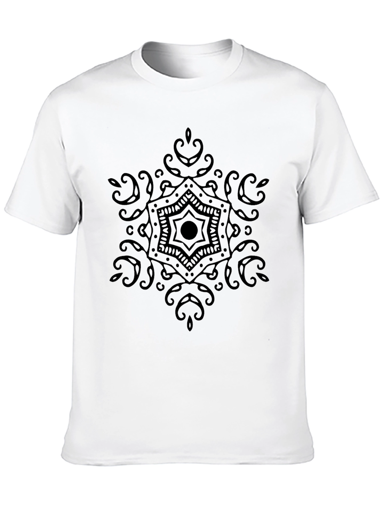 Mens Black Mandala Graphic Tee - Casual Style