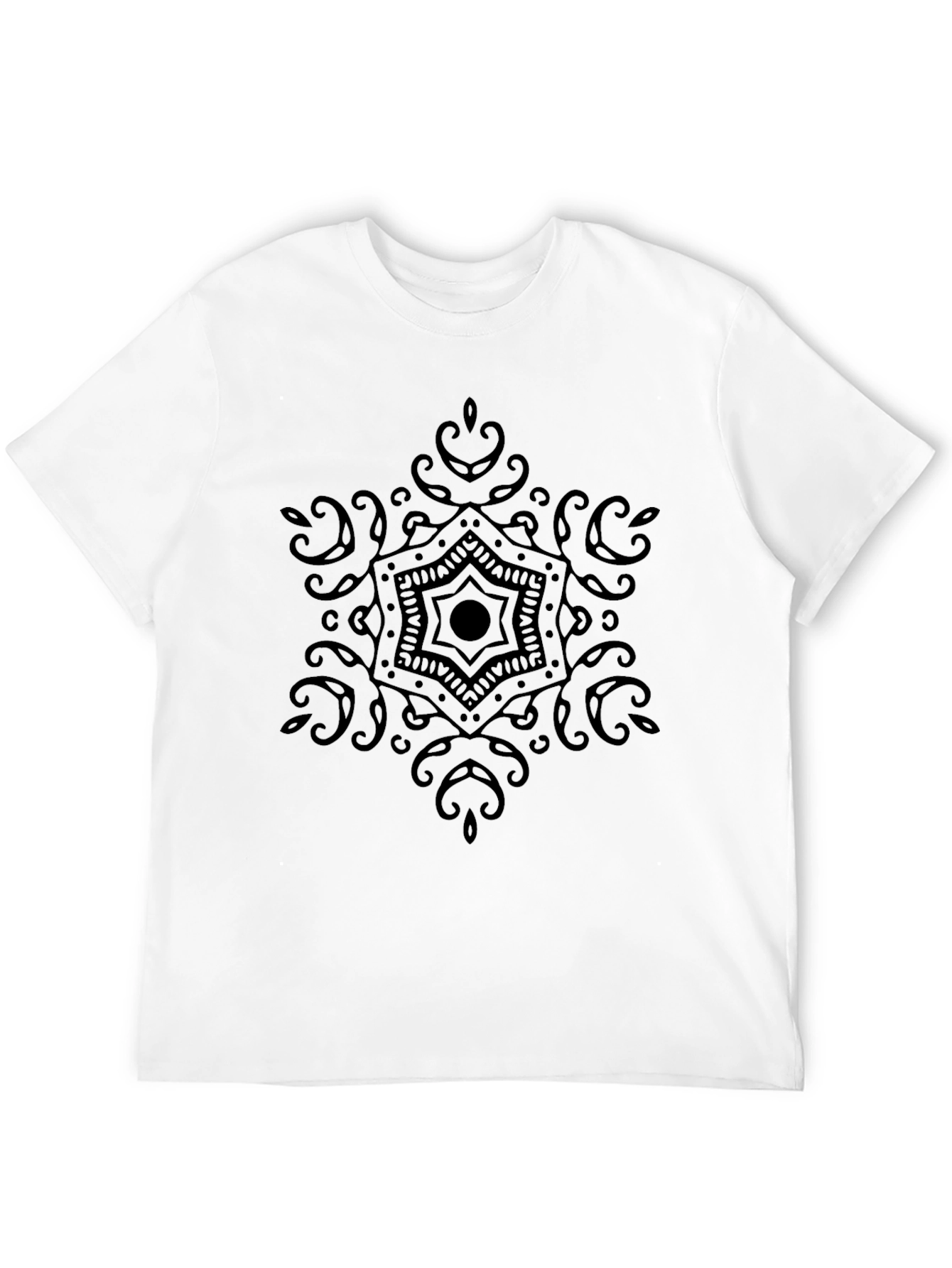 Mens Black Mandala Graphic Tee - Casual Style